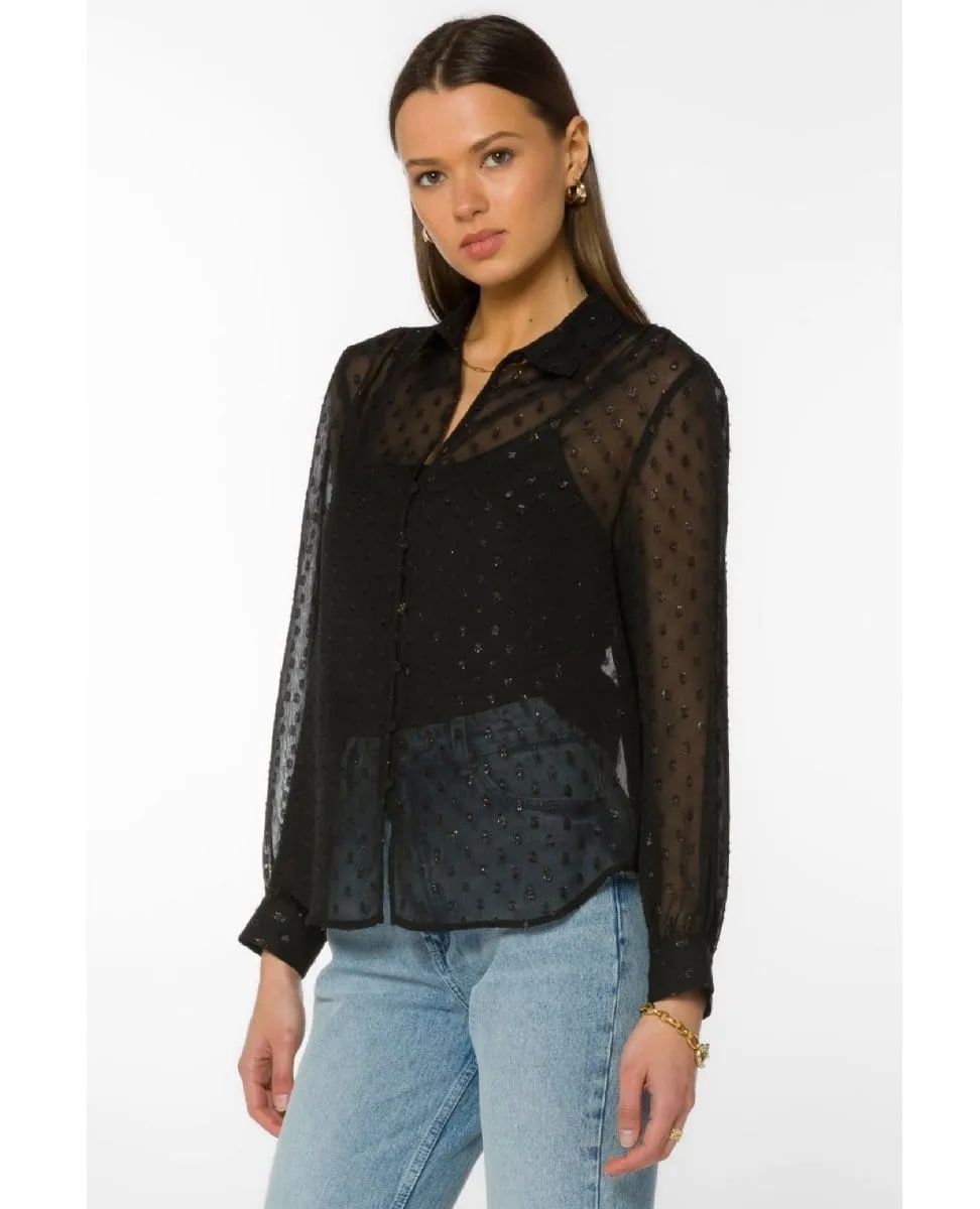 Callen Blouse Foil Dot Detail