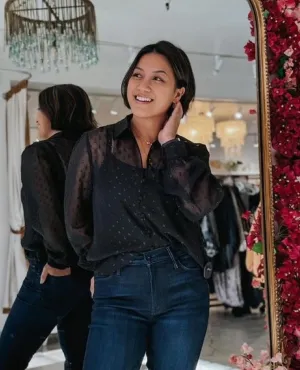 Callen Blouse Foil Dot Detail
