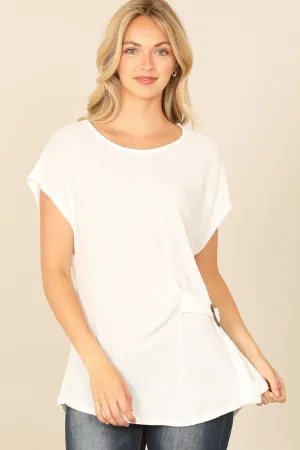 CAP SLEEVE BOAT NECK SIDE RING DETAIL SOLID TOP