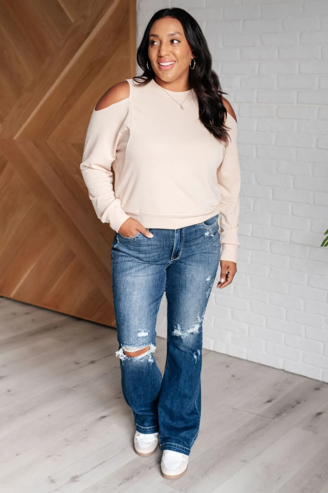 Carefully Crafted Cold Shoulder Top