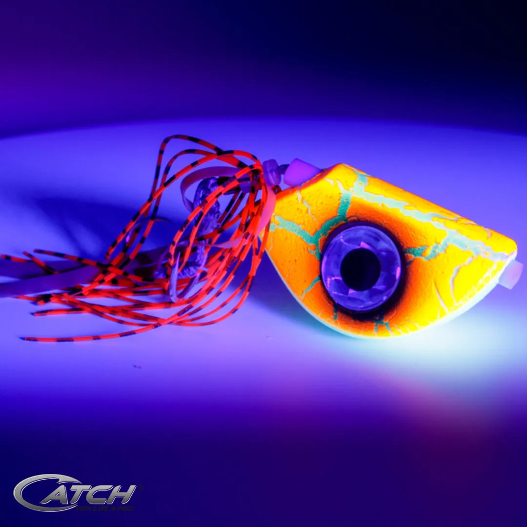 Catch Beady Eye Kabura Jig in Orange Crackle with Glow and UV (60-150g)