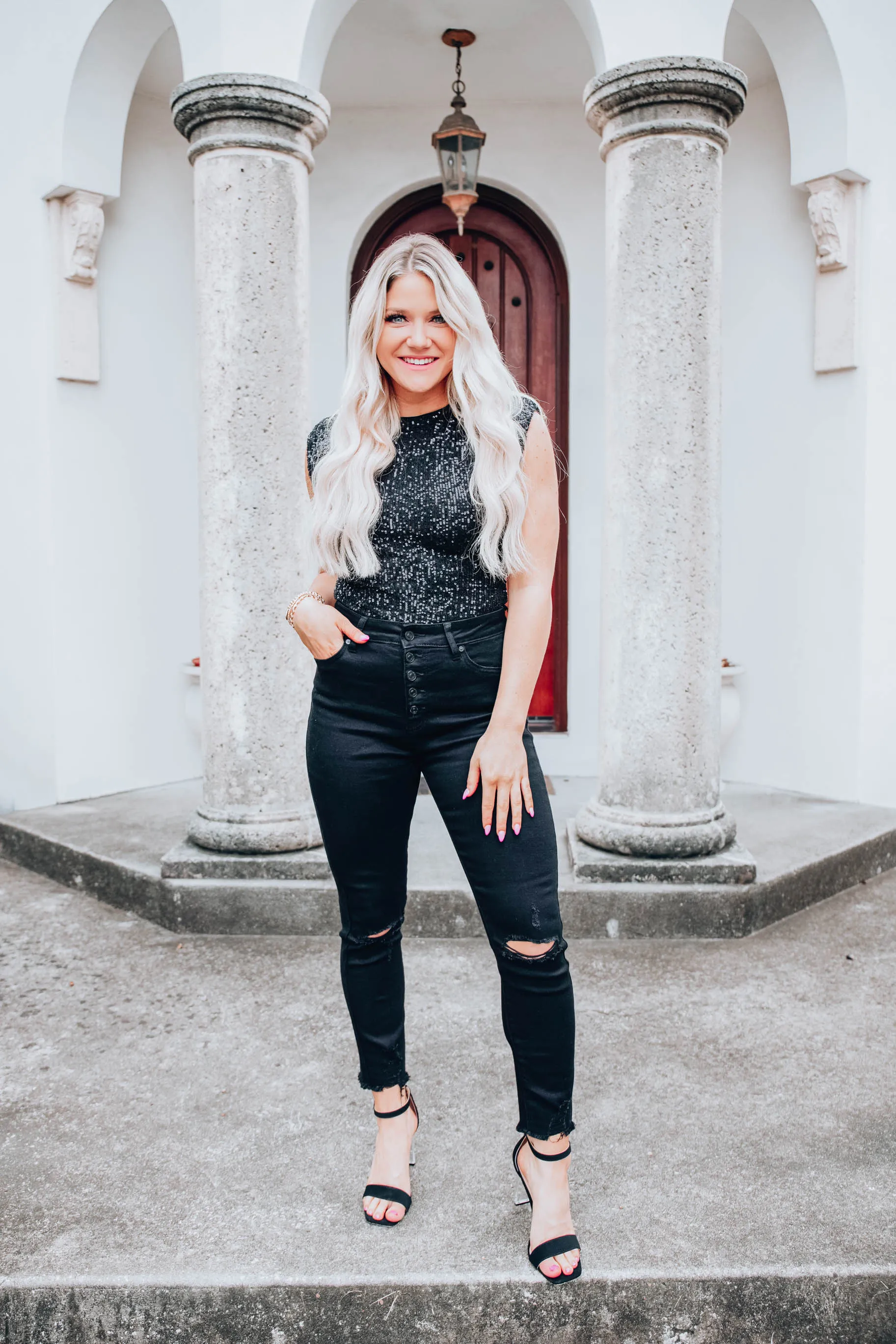 Cha-Ching Sequin Bodysuit - Black