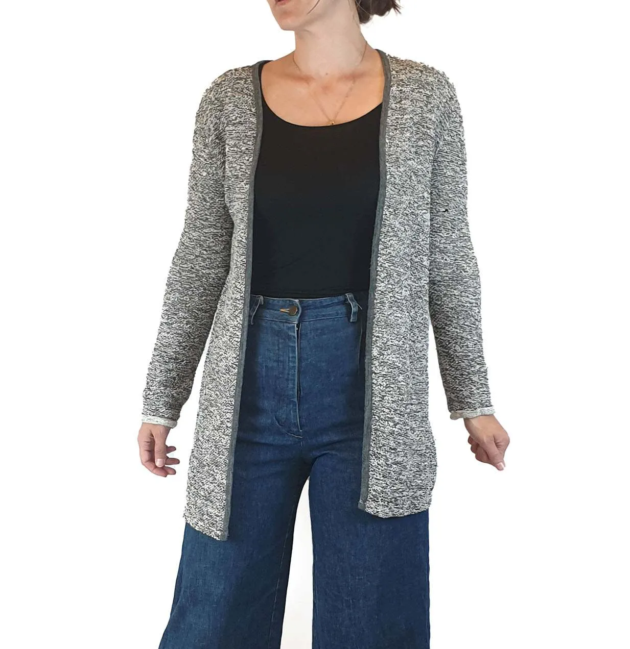 Charli dark and light grey flecked long cardigan size 8