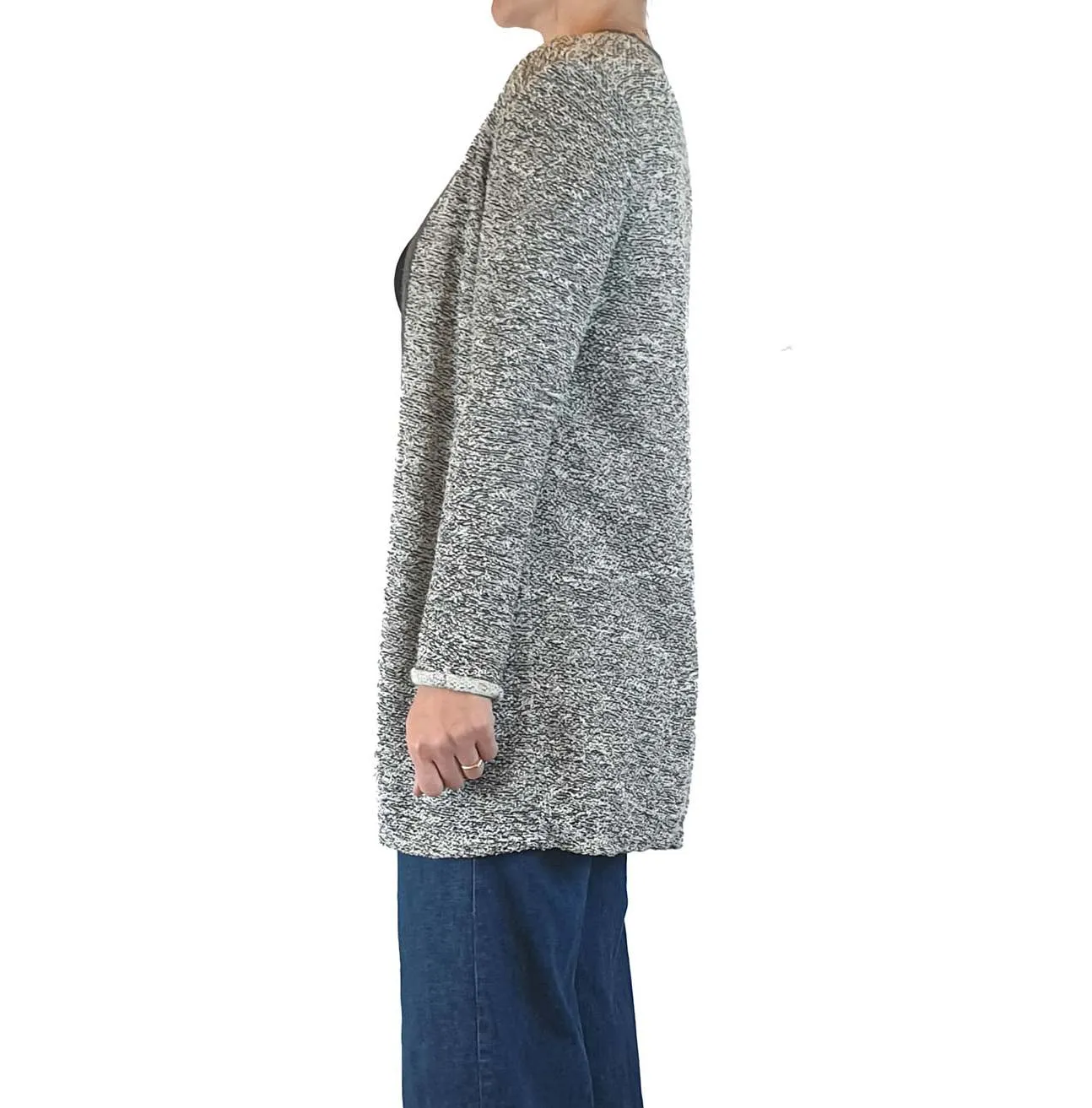 Charli dark and light grey flecked long cardigan size 8