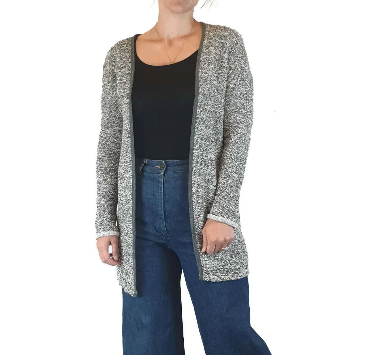 Charli dark and light grey flecked long cardigan size 8