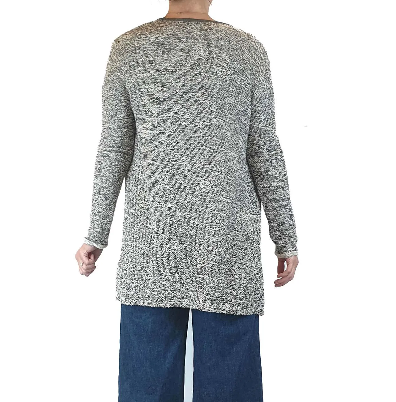 Charli dark and light grey flecked long cardigan size 8
