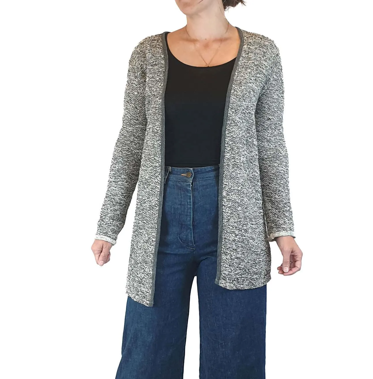 Charli dark and light grey flecked long cardigan size 8