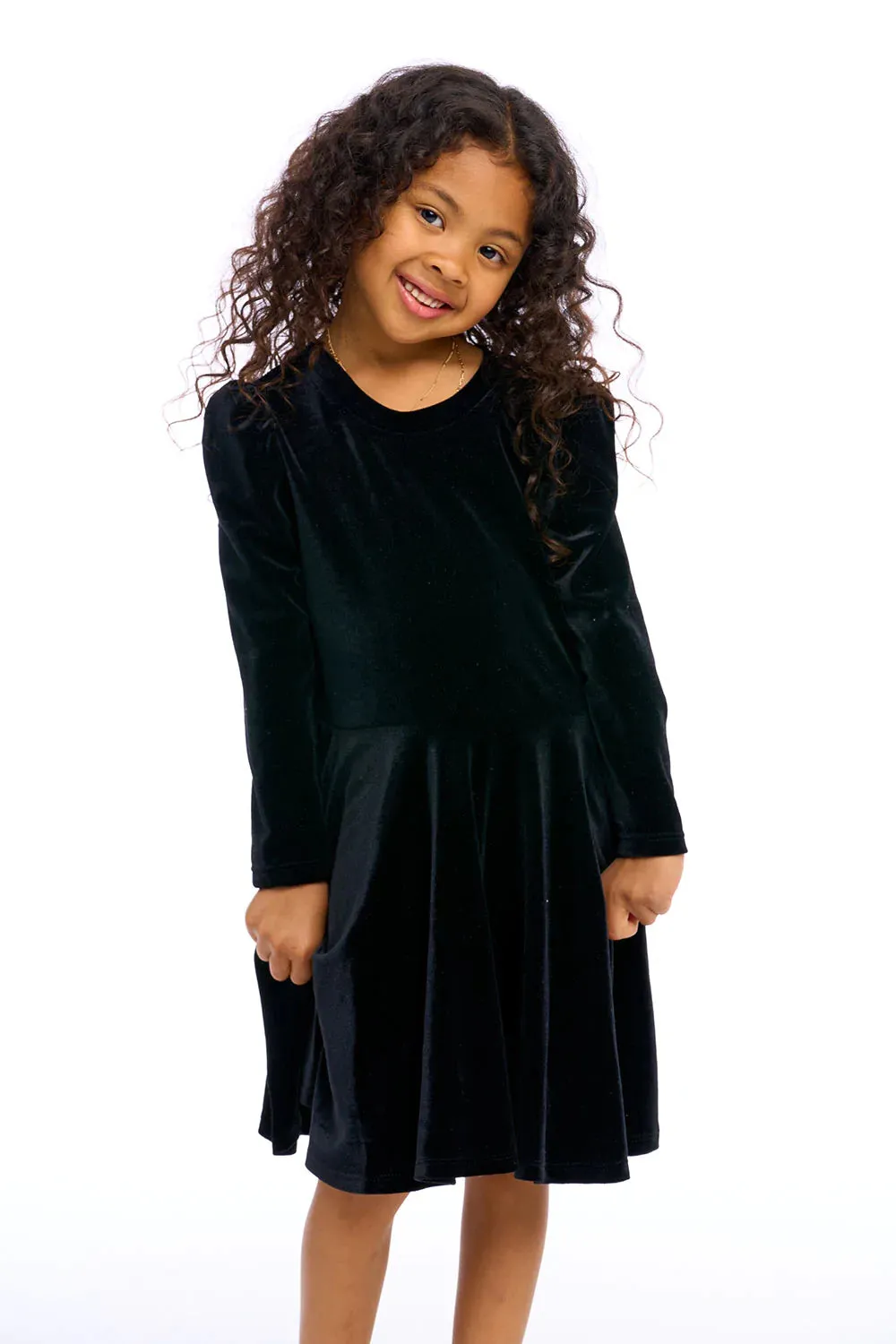 Chaser Stretch Velvet Bow Detail Puff Sleeve Dress