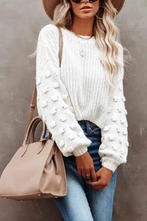 Chicindress Cute Solid Color Knitted Crew Neck Sweater