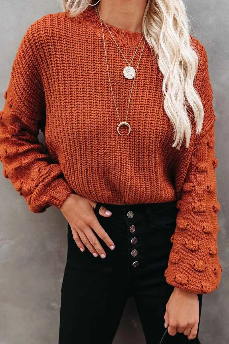 Chicindress Cute Solid Color Knitted Crew Neck Sweater