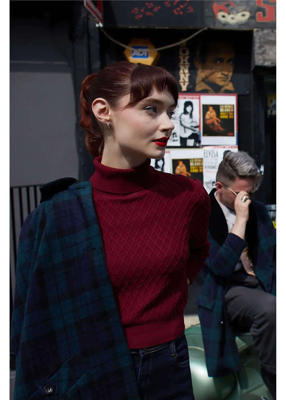 Collectif Rai 50's Jumper in Burgundy