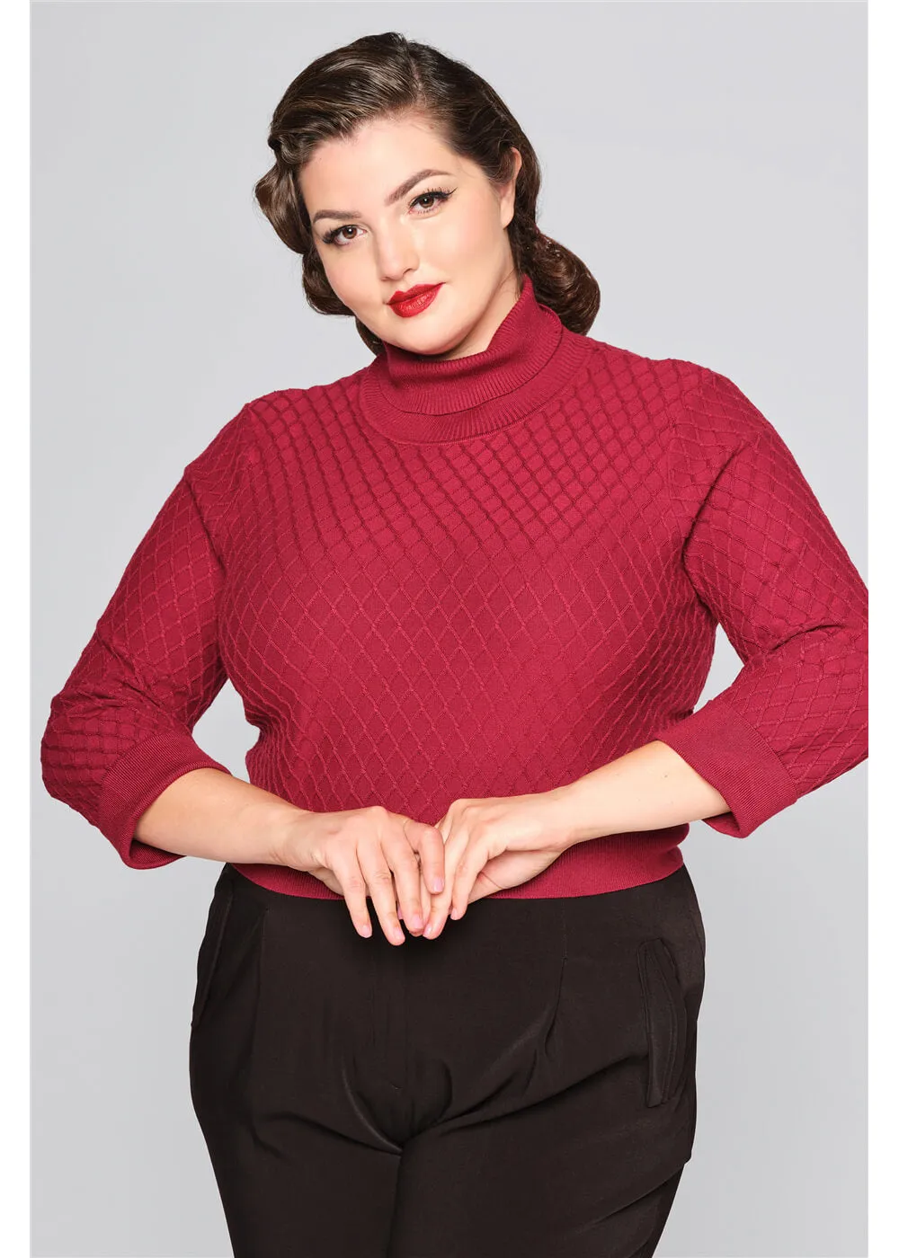 Collectif Rai 50's Jumper in Burgundy