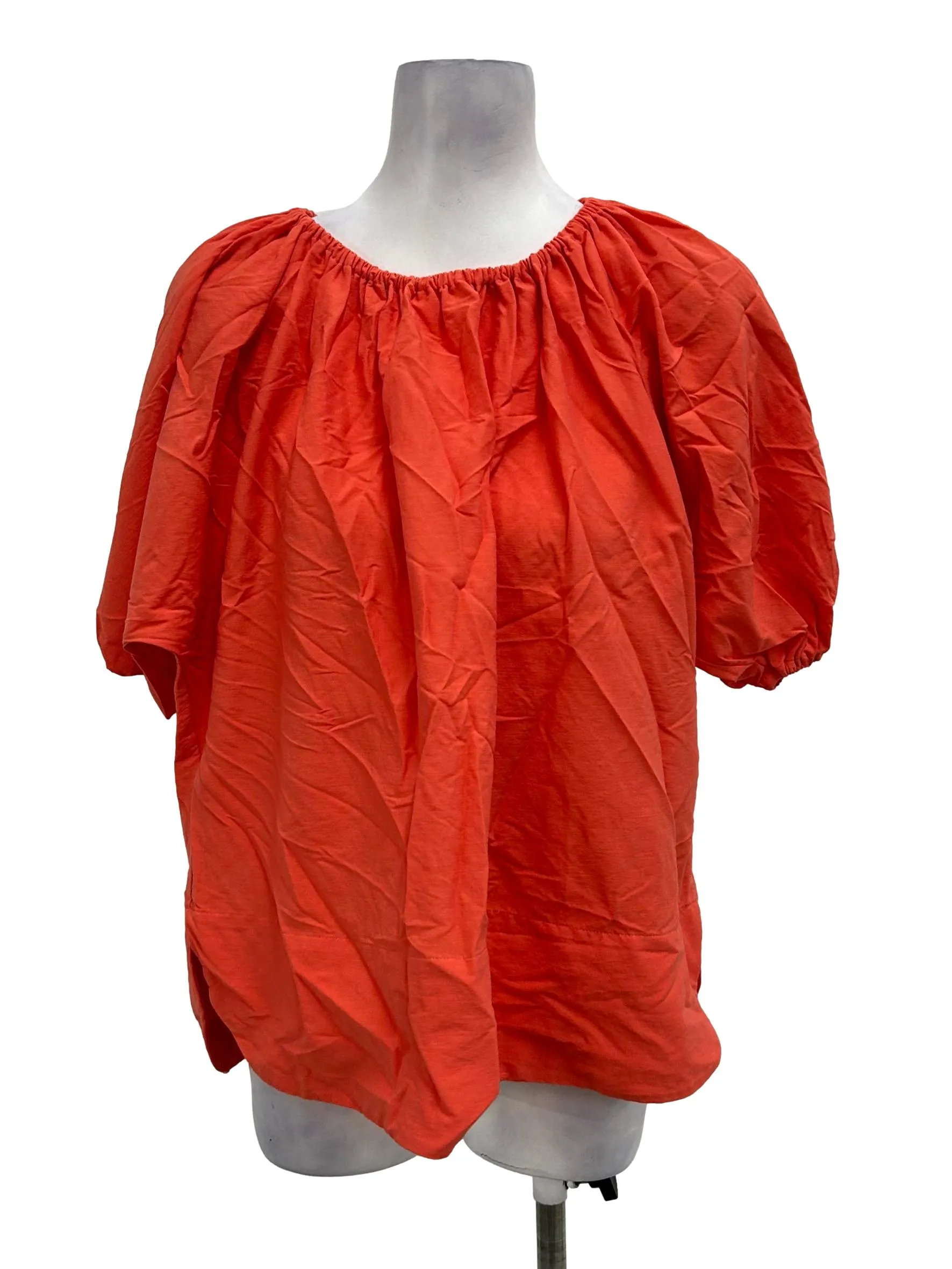 Coral Puff Sleeve Off Shoulder Top OSN