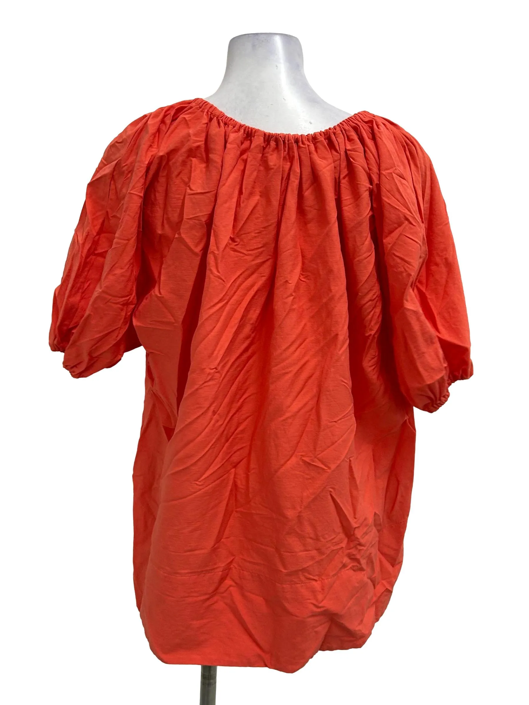 Coral Puff Sleeve Off Shoulder Top OSN
