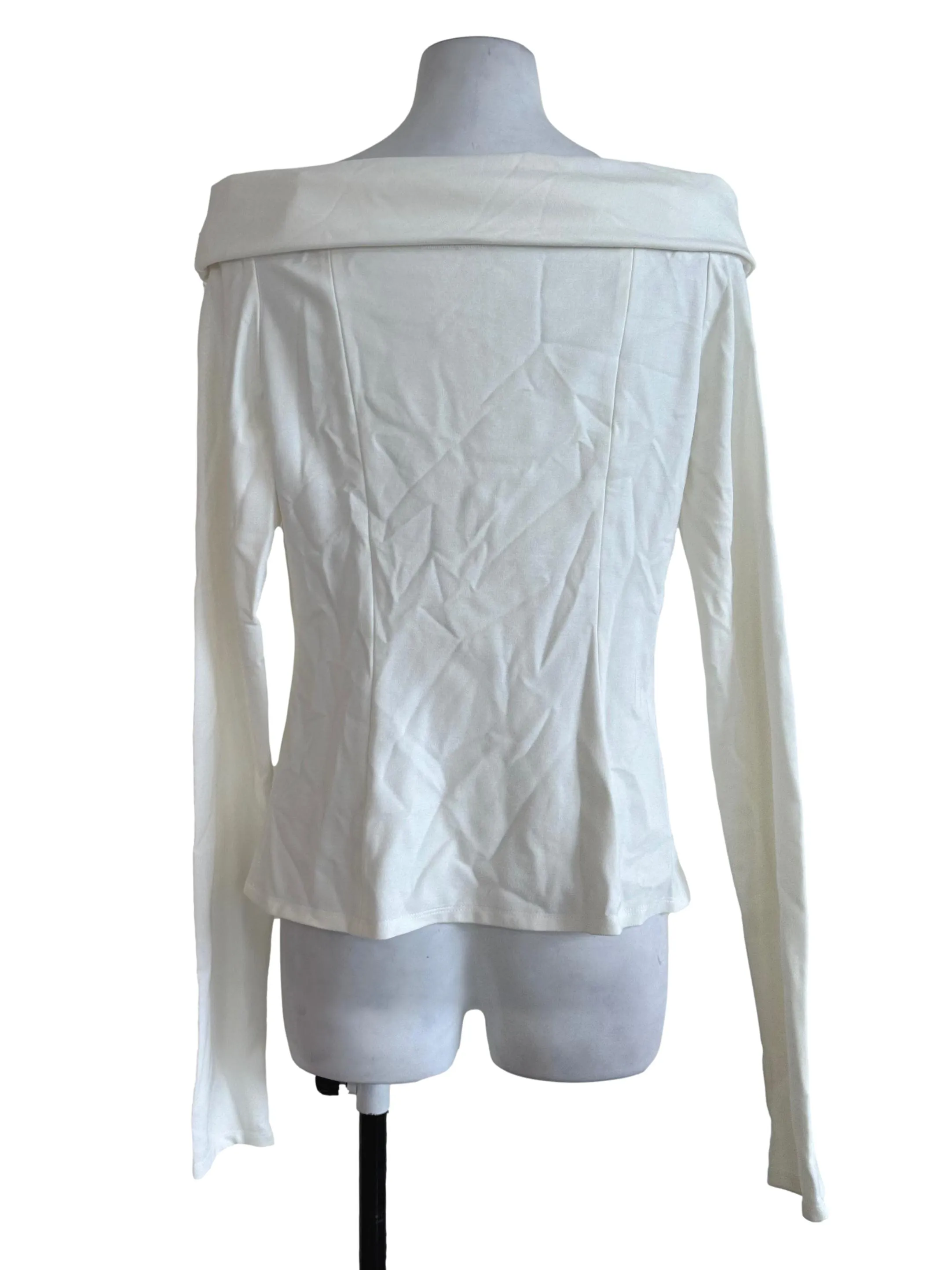 Cream White Off Shoulder Plain Top