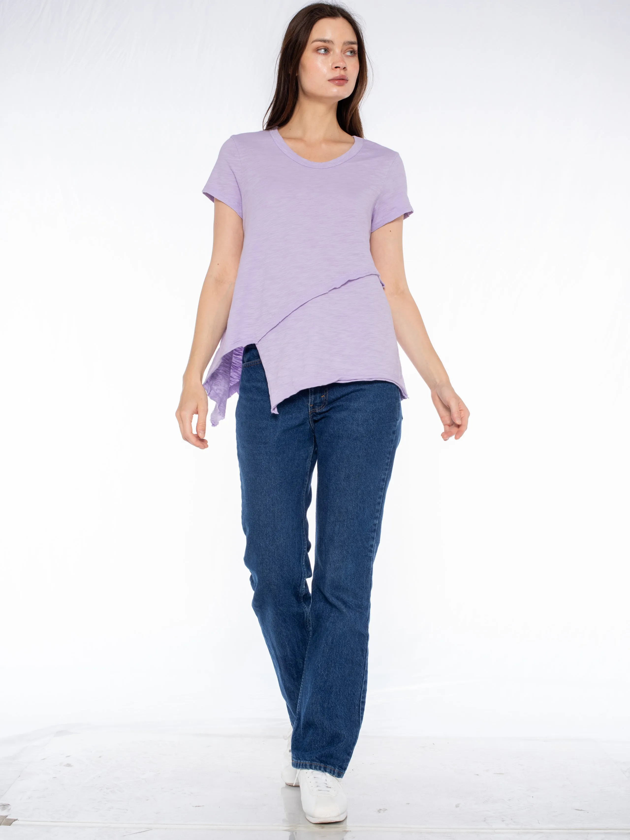 Crew Short Sleeve Easy Cross-Over Hem Shirt