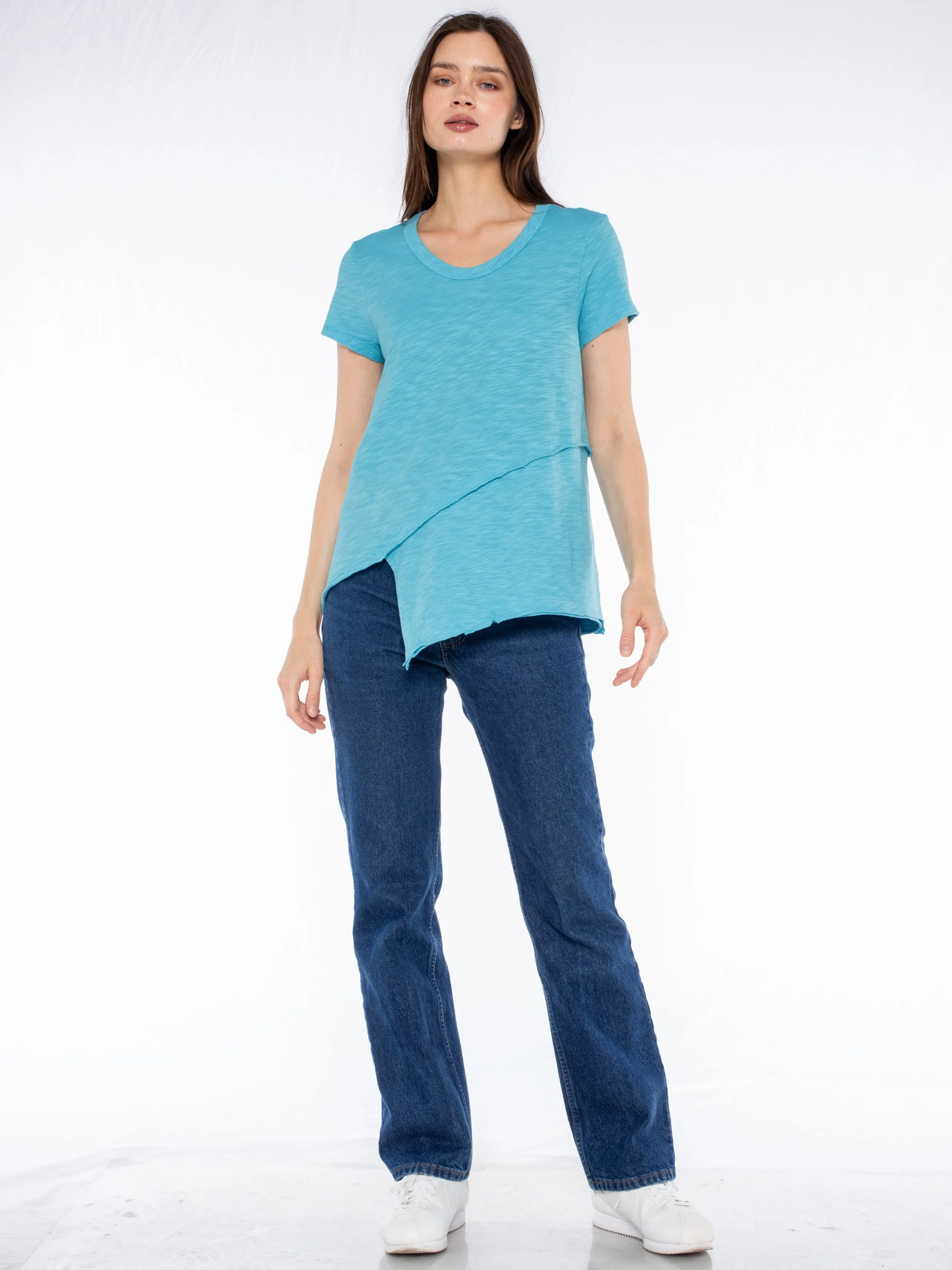 Crew Short Sleeve Easy Cross-Over Hem Shirt