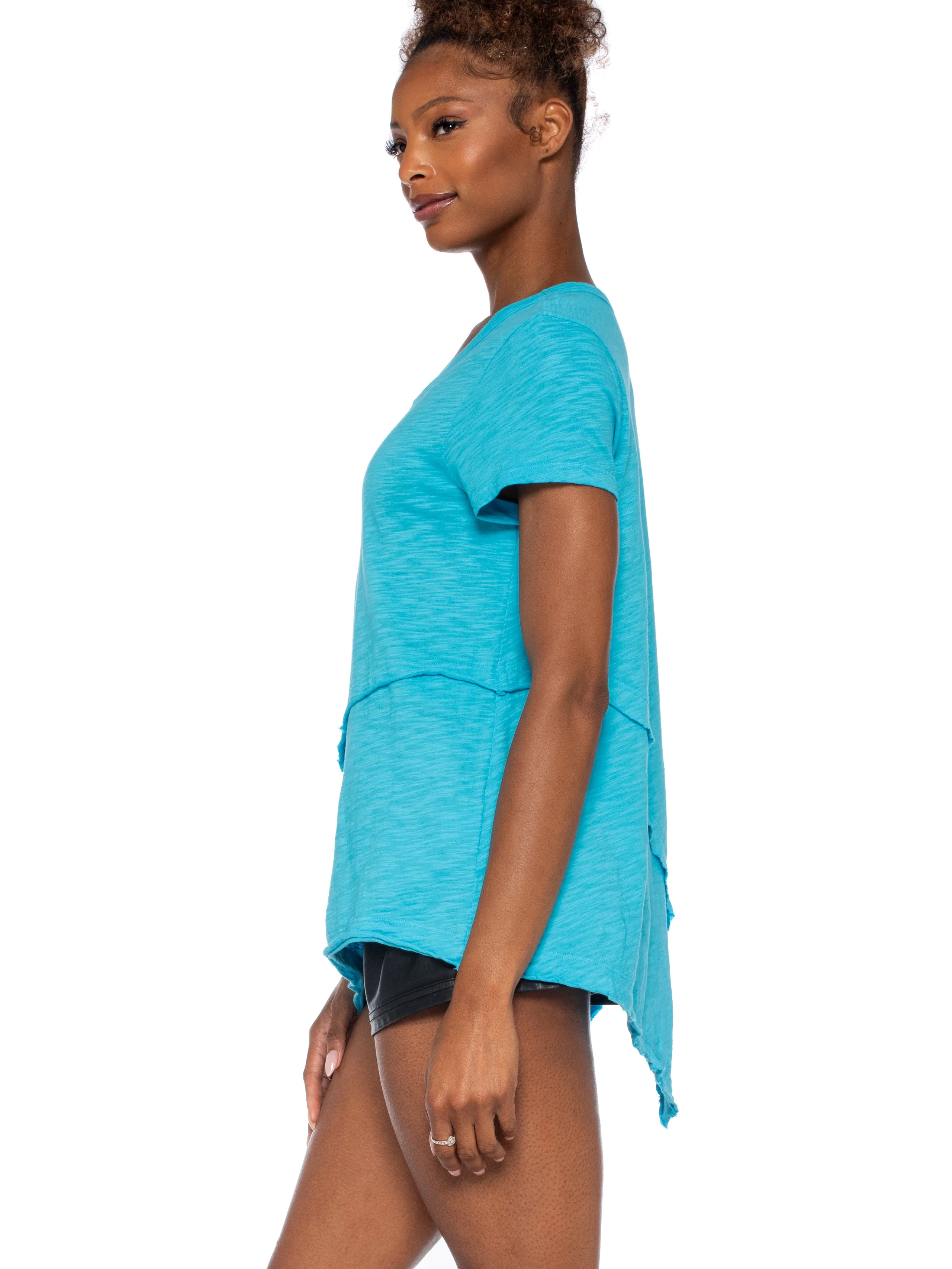 Crew Short Sleeve Easy Cross-Over Hem Shirt