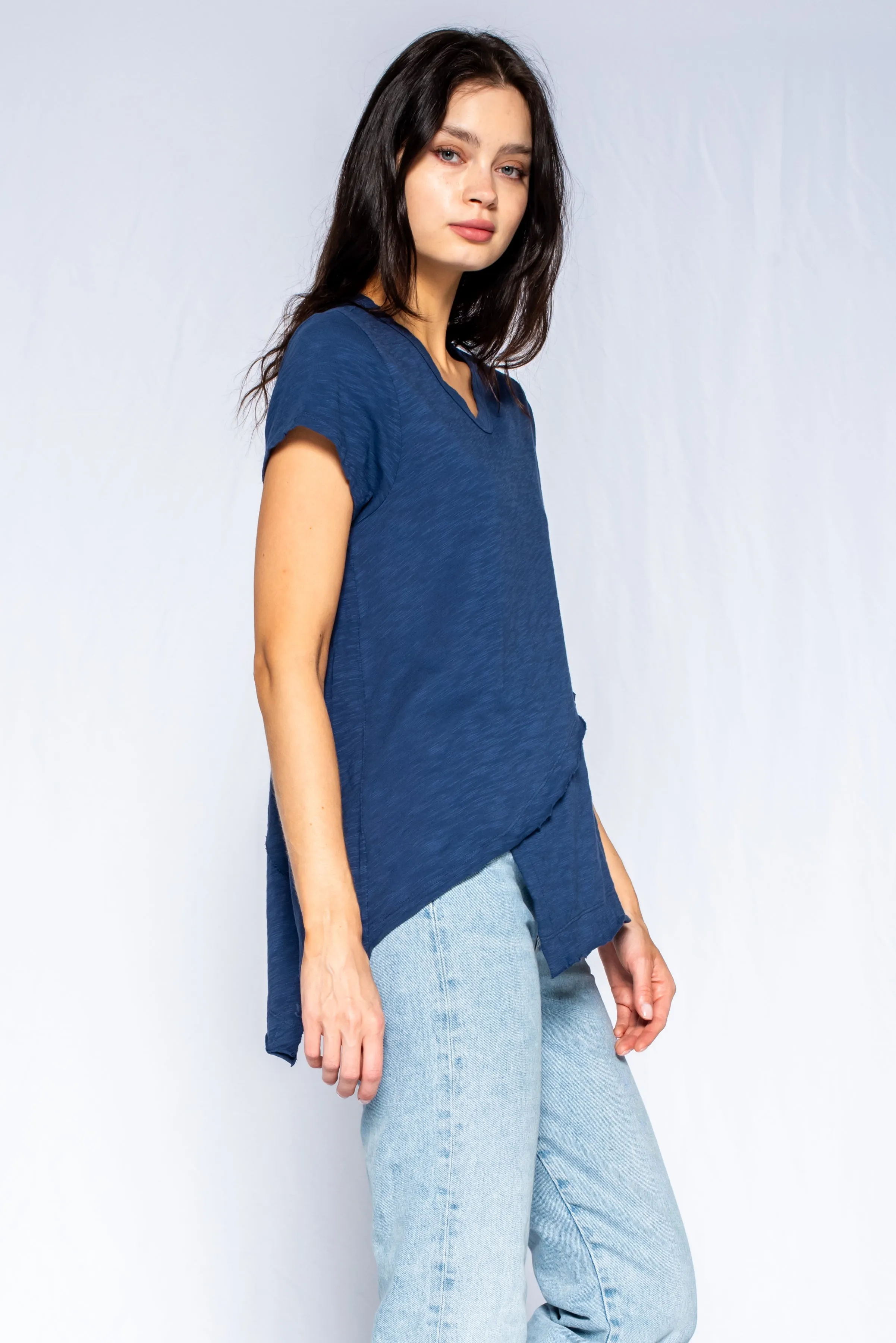 Crew Short Sleeve Easy Cross-Over Hem Shirt