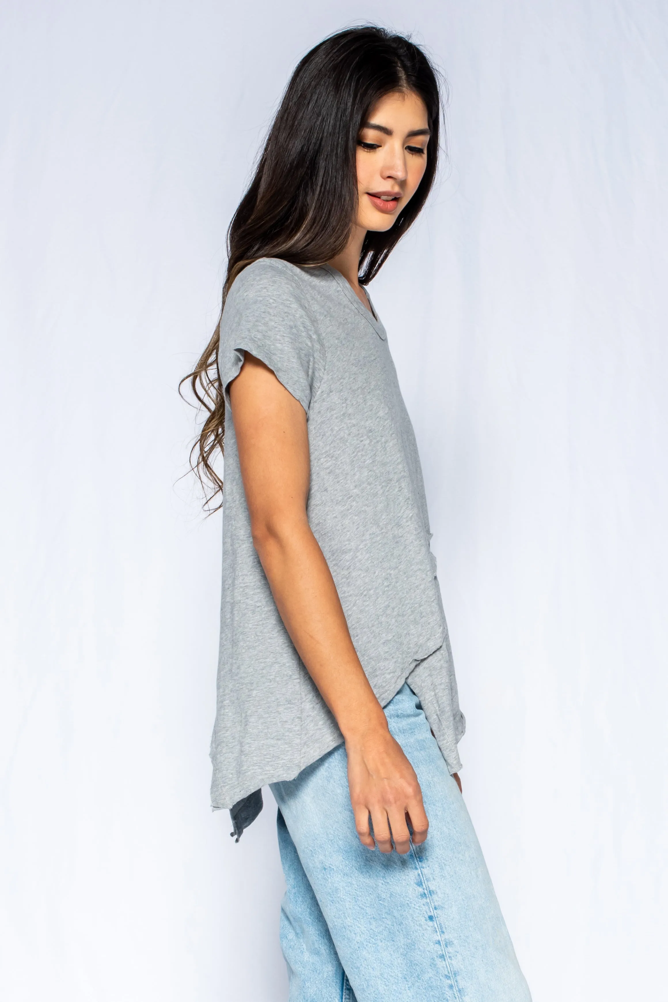Crew Short Sleeve Easy Cross-Over Hem Shirt