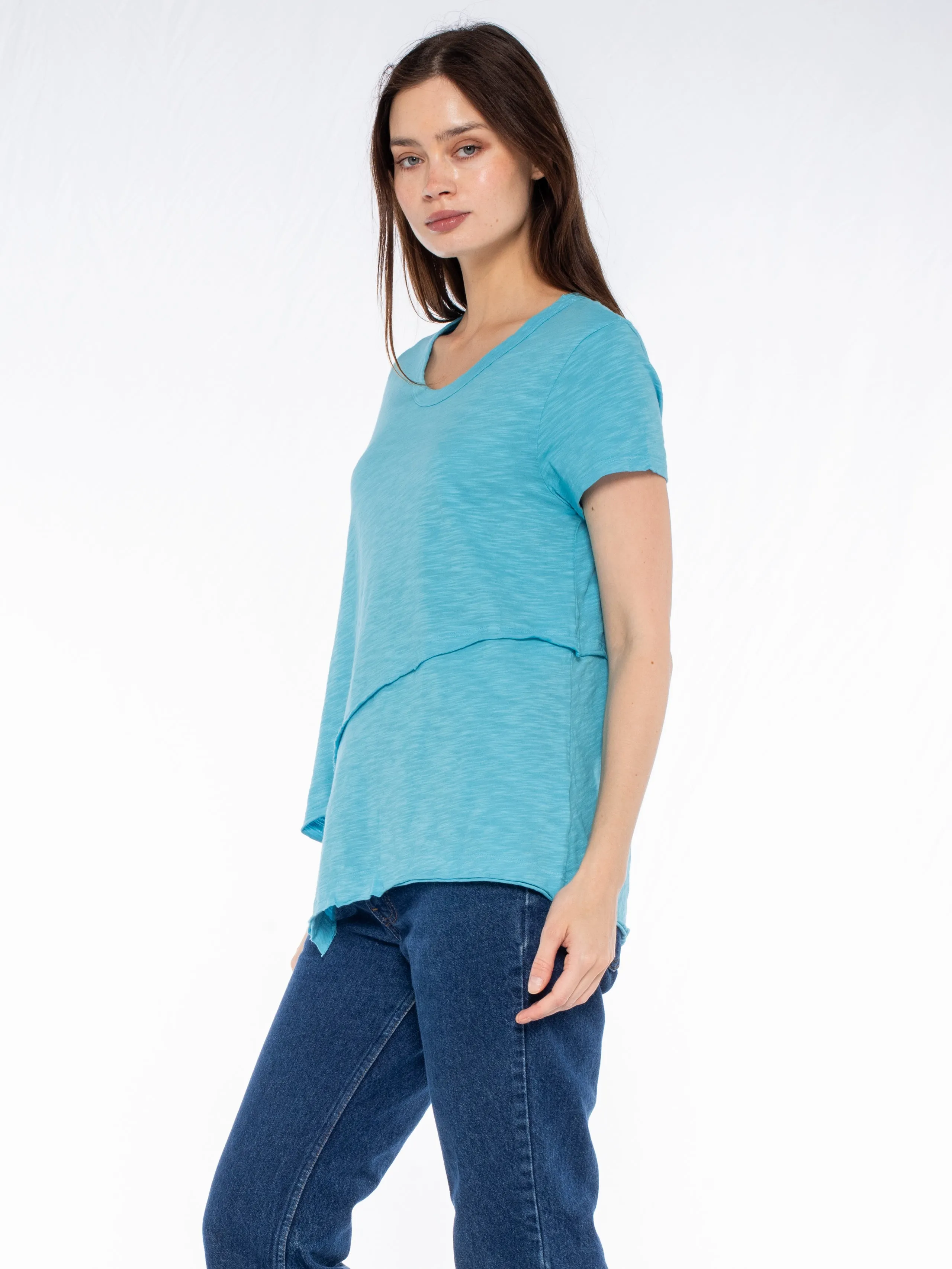 Crew Short Sleeve Easy Cross-Over Hem Shirt