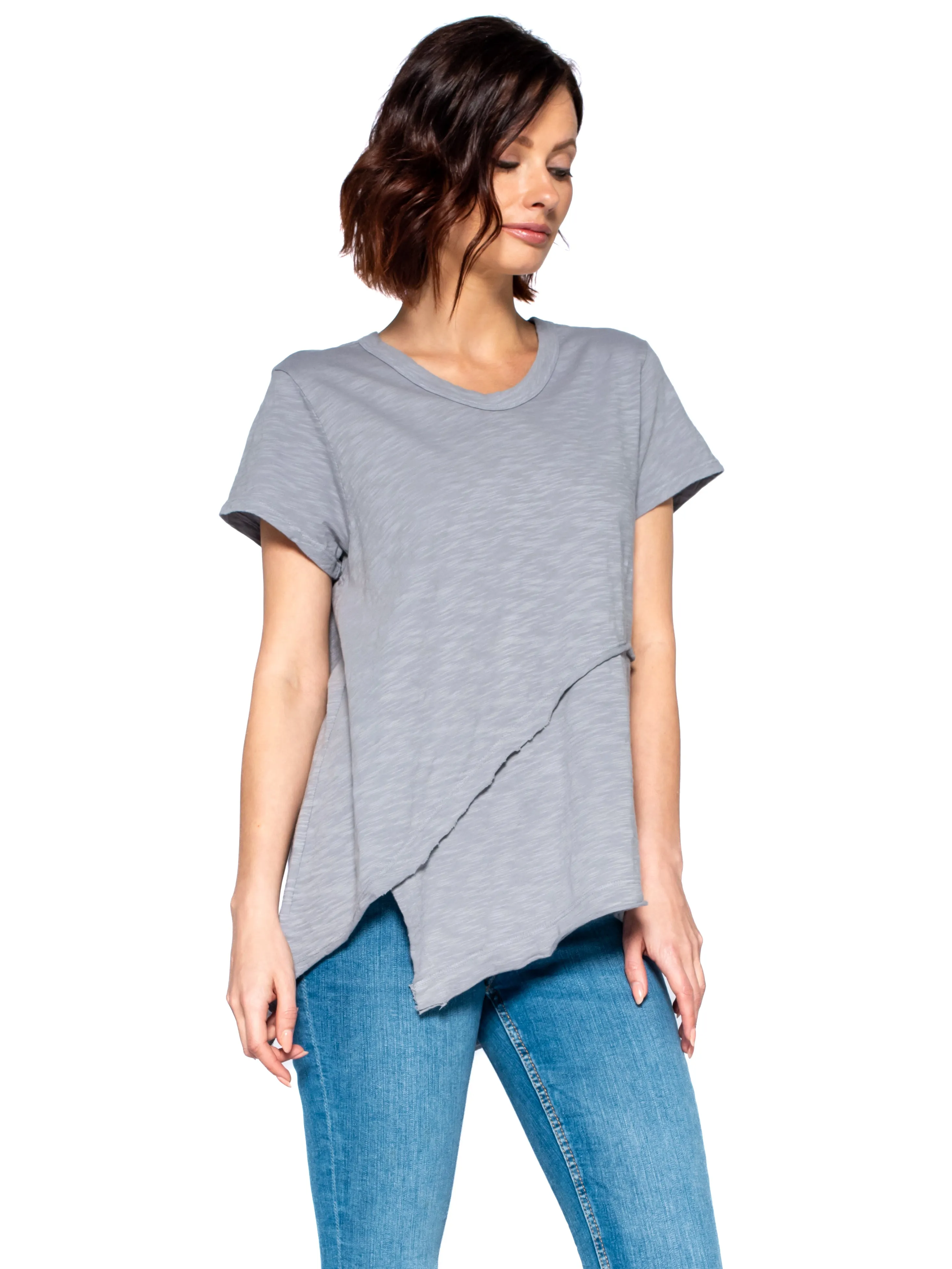 Crew Short Sleeve Easy Cross-Over Hem Shirt