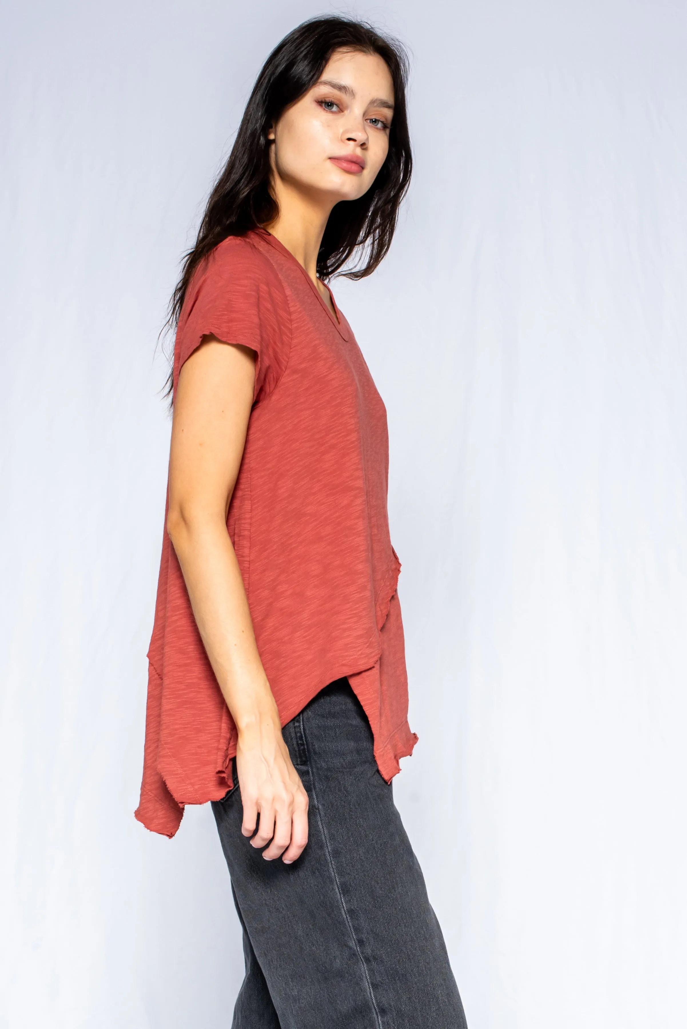 Crew Short Sleeve Easy Cross-Over Hem Shirt