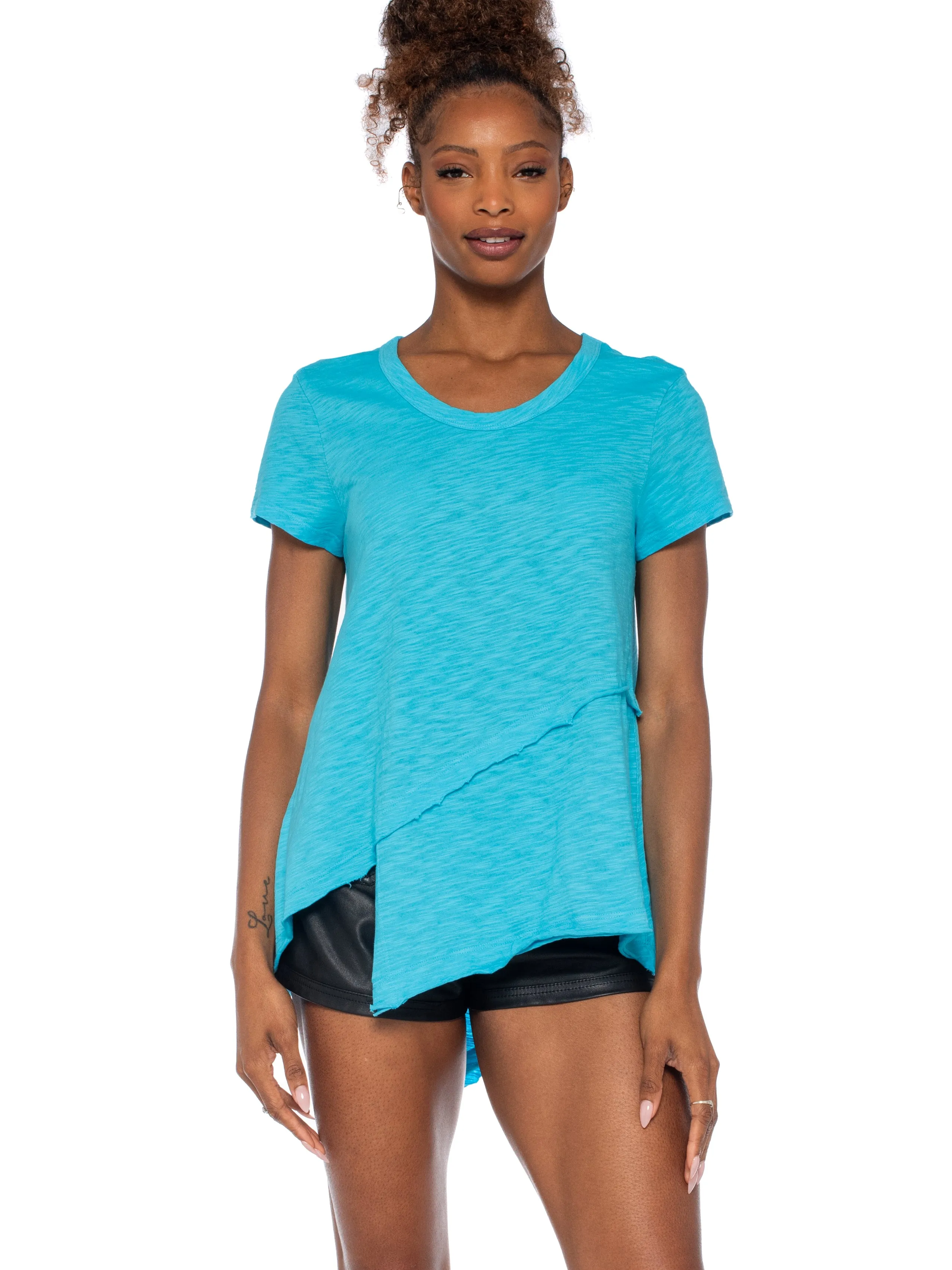 Crew Short Sleeve Easy Cross-Over Hem Shirt