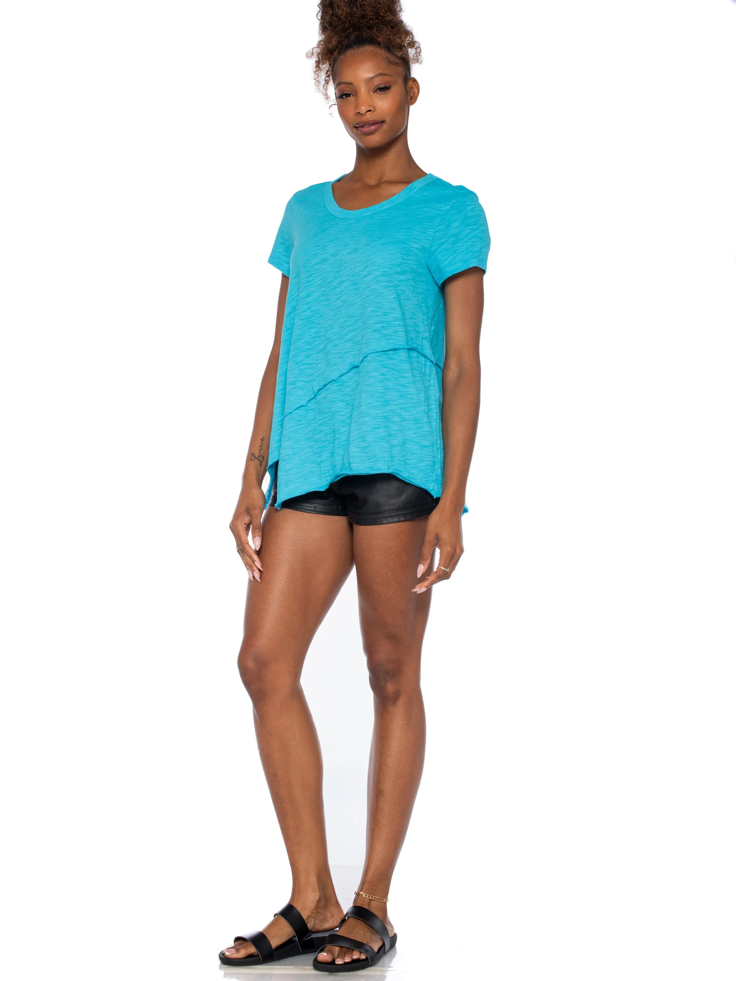 Crew Short Sleeve Easy Cross-Over Hem Shirt