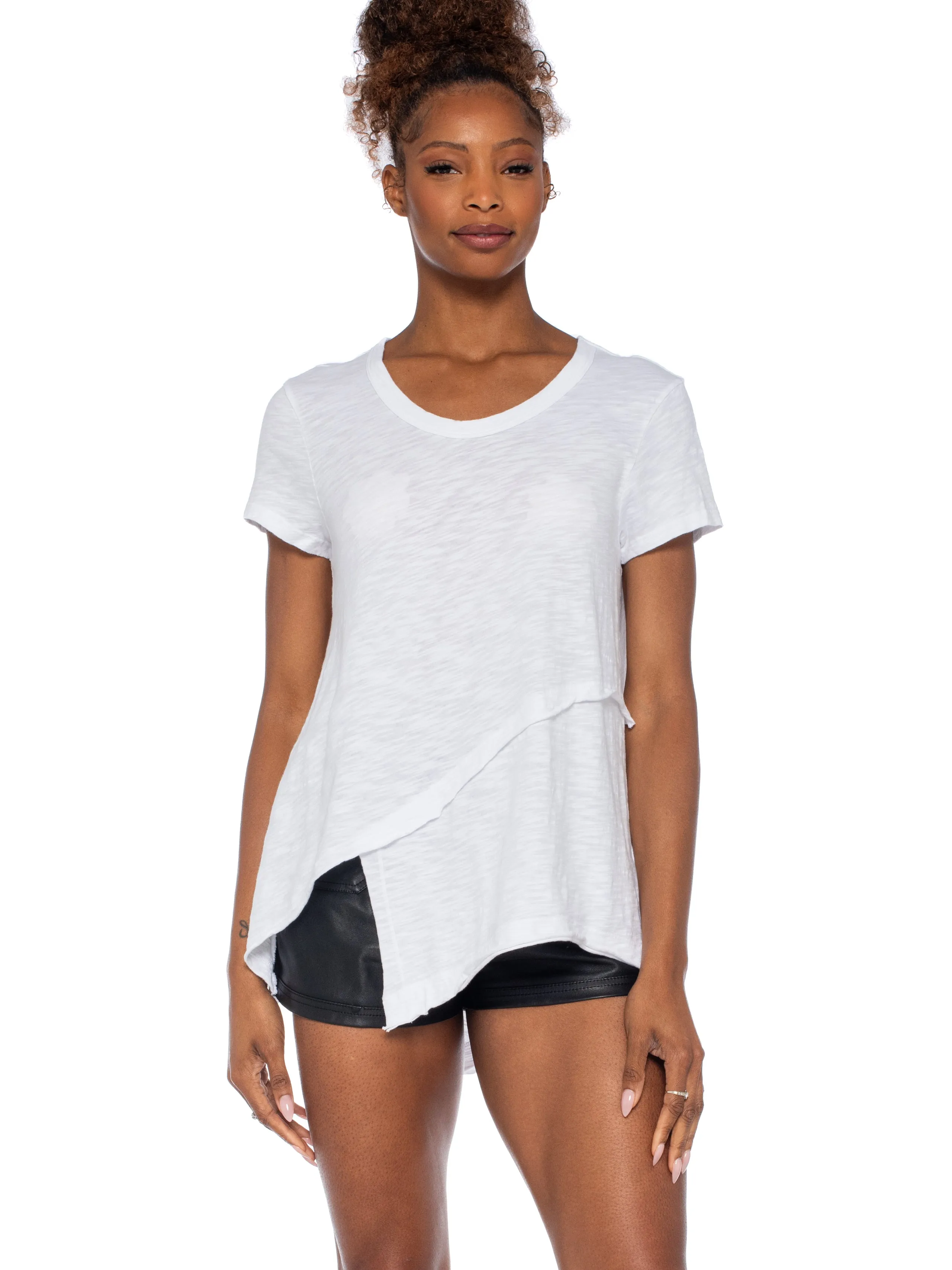 Crew Short Sleeve Easy Cross-Over Hem Shirt