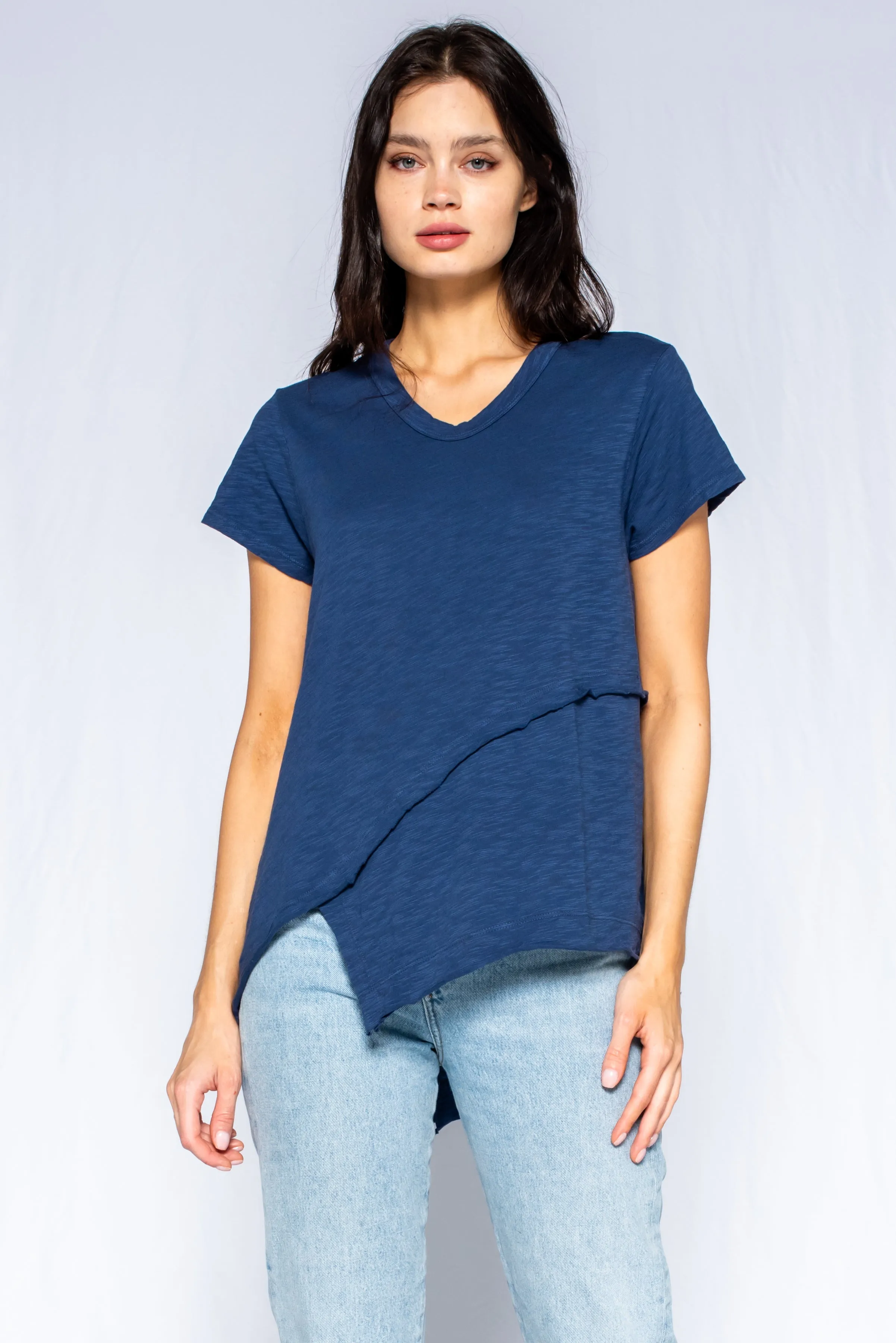 Crew Short Sleeve Easy Cross-Over Hem Shirt