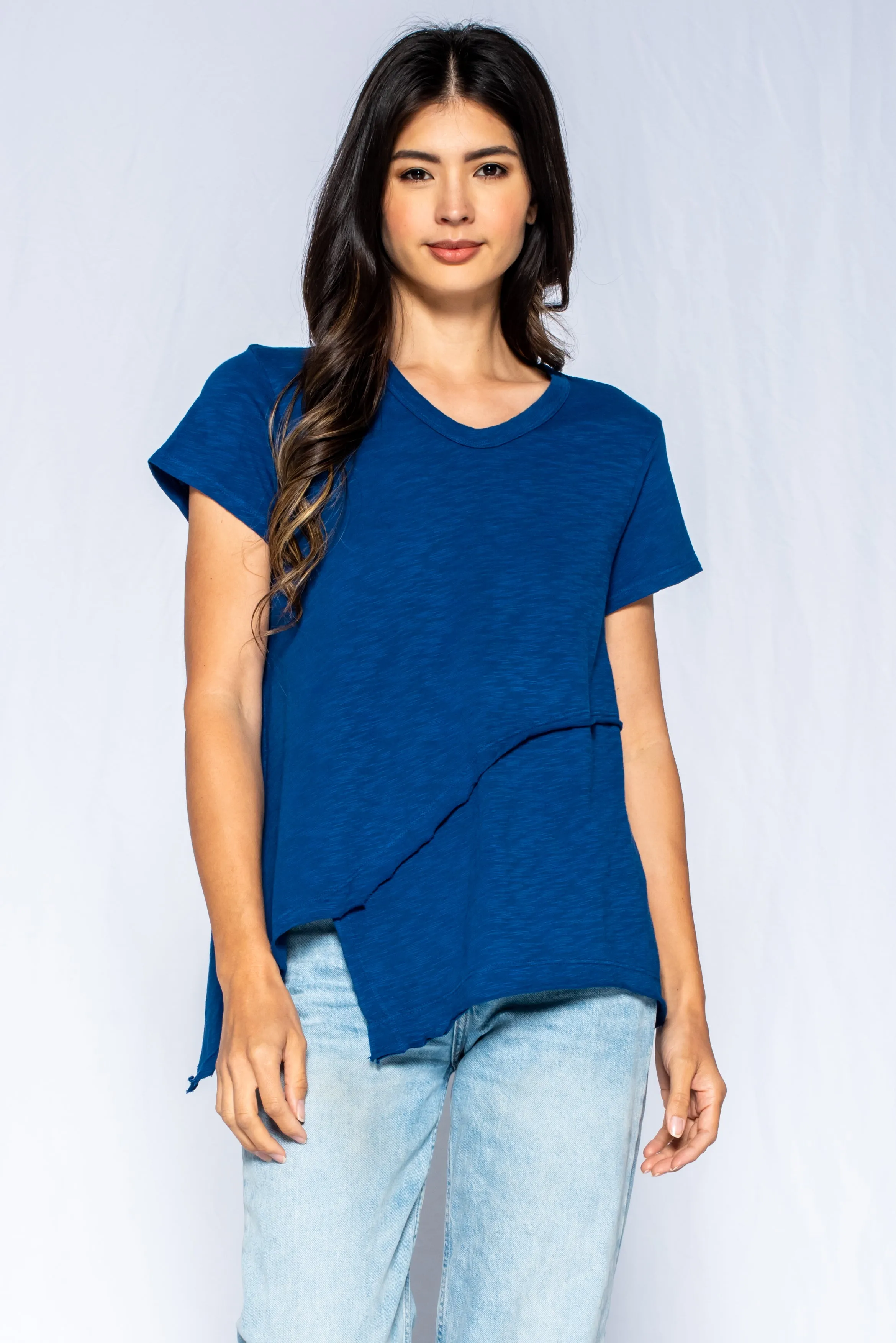 Crew Short Sleeve Easy Cross-Over Hem Shirt
