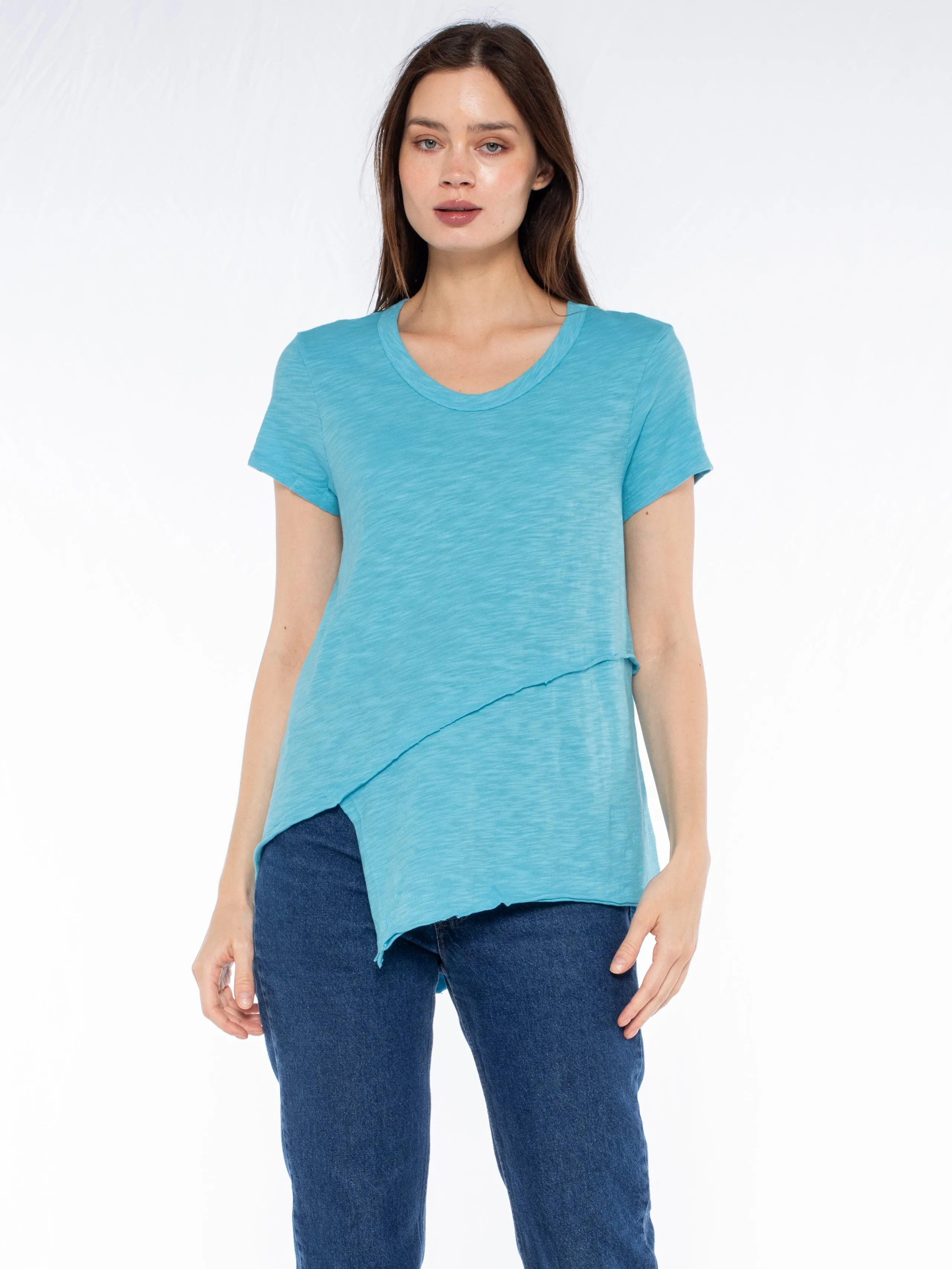 Crew Short Sleeve Easy Cross-Over Hem Shirt