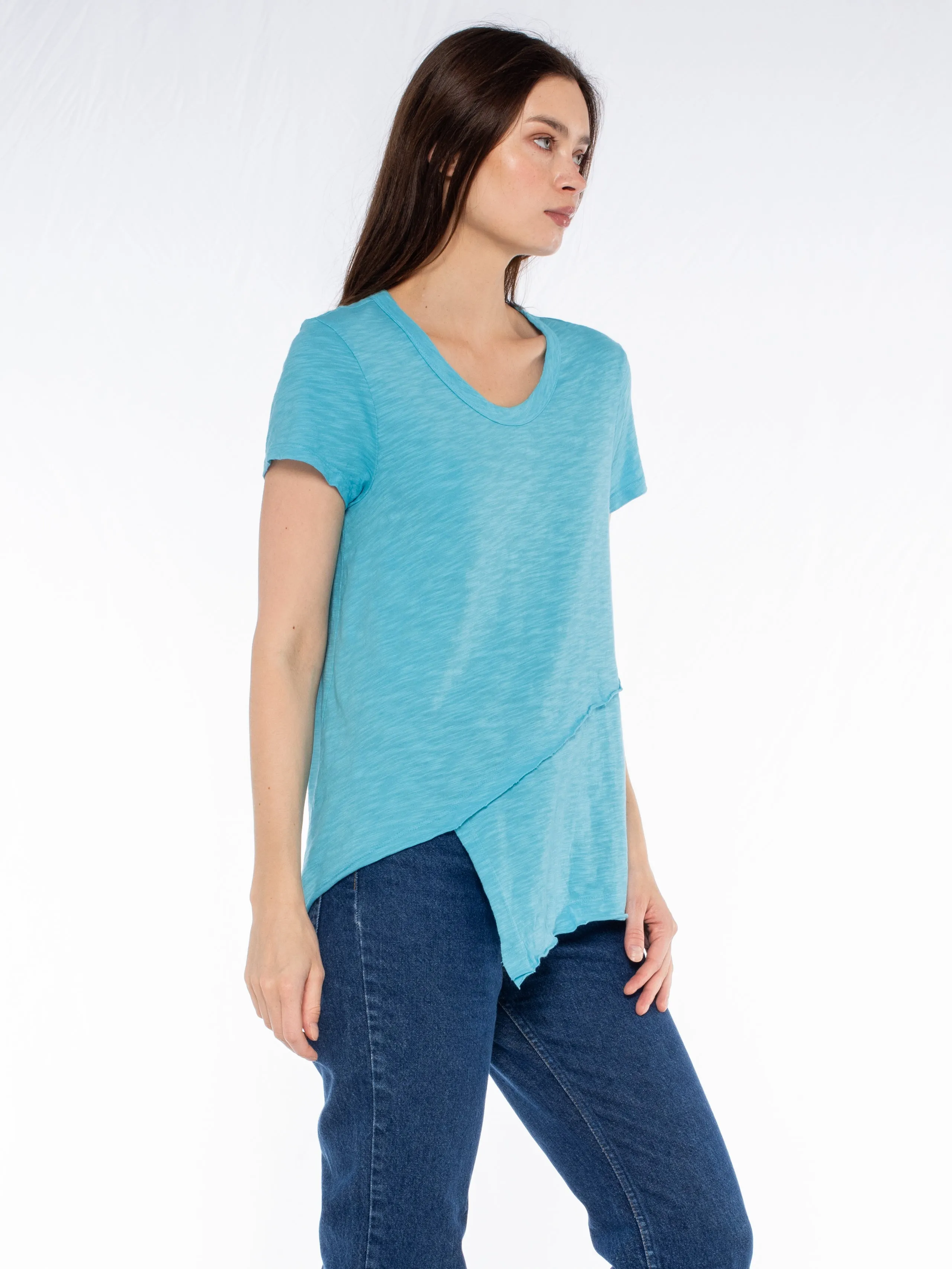 Crew Short Sleeve Easy Cross-Over Hem Shirt