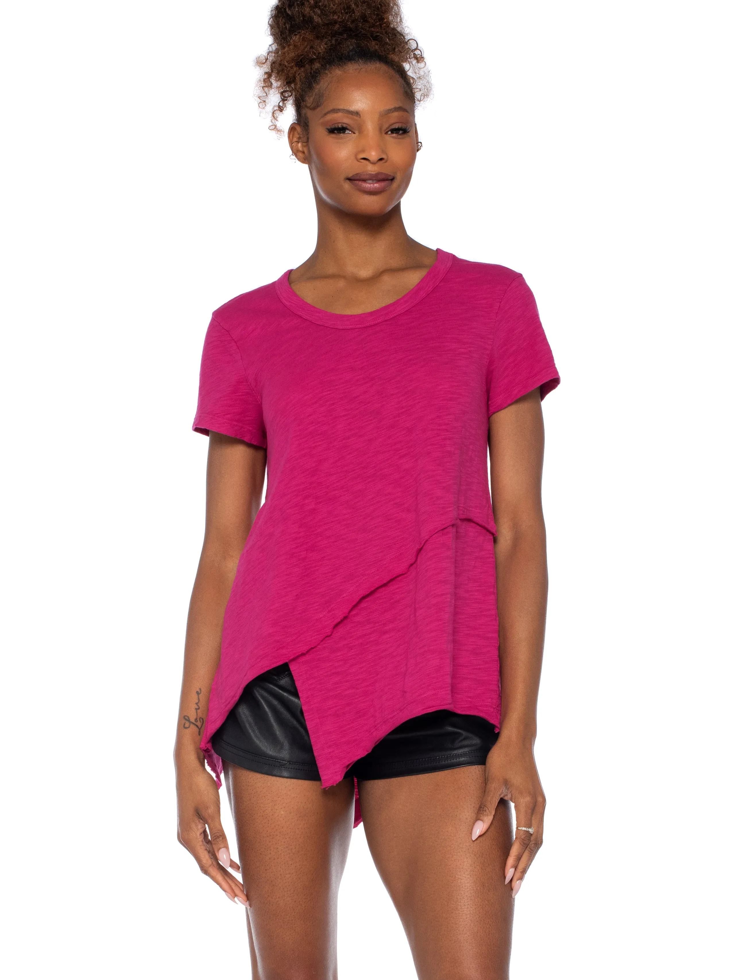 Crew Short Sleeve Easy Cross-Over Hem Shirt