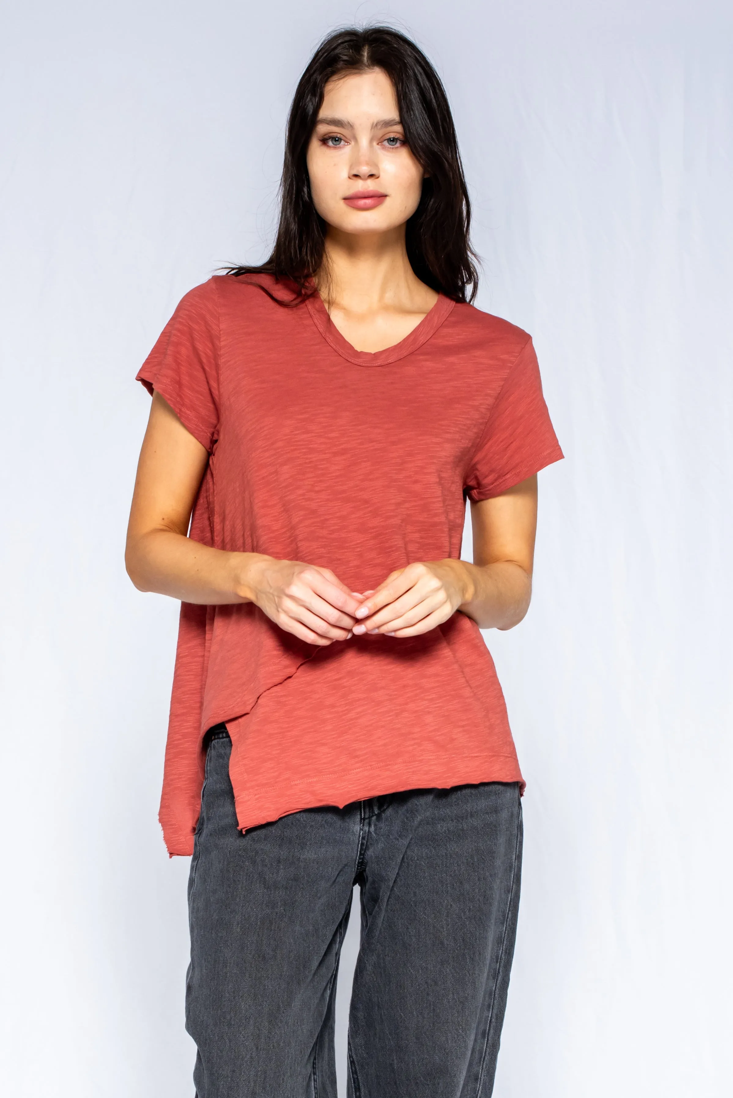 Crew Short Sleeve Easy Cross-Over Hem Shirt