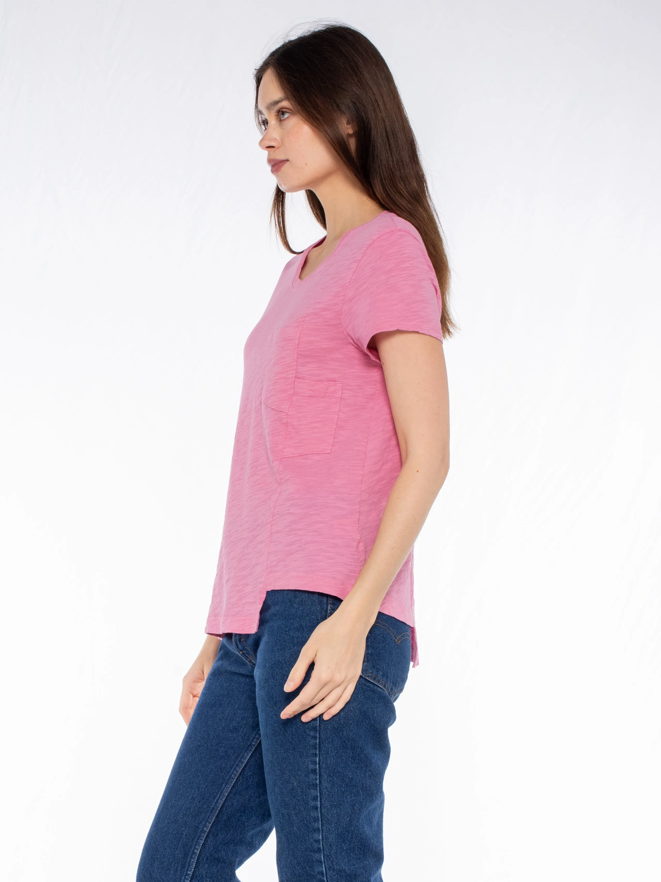 Crew Slub Tee with Shifted Pockets & Hem