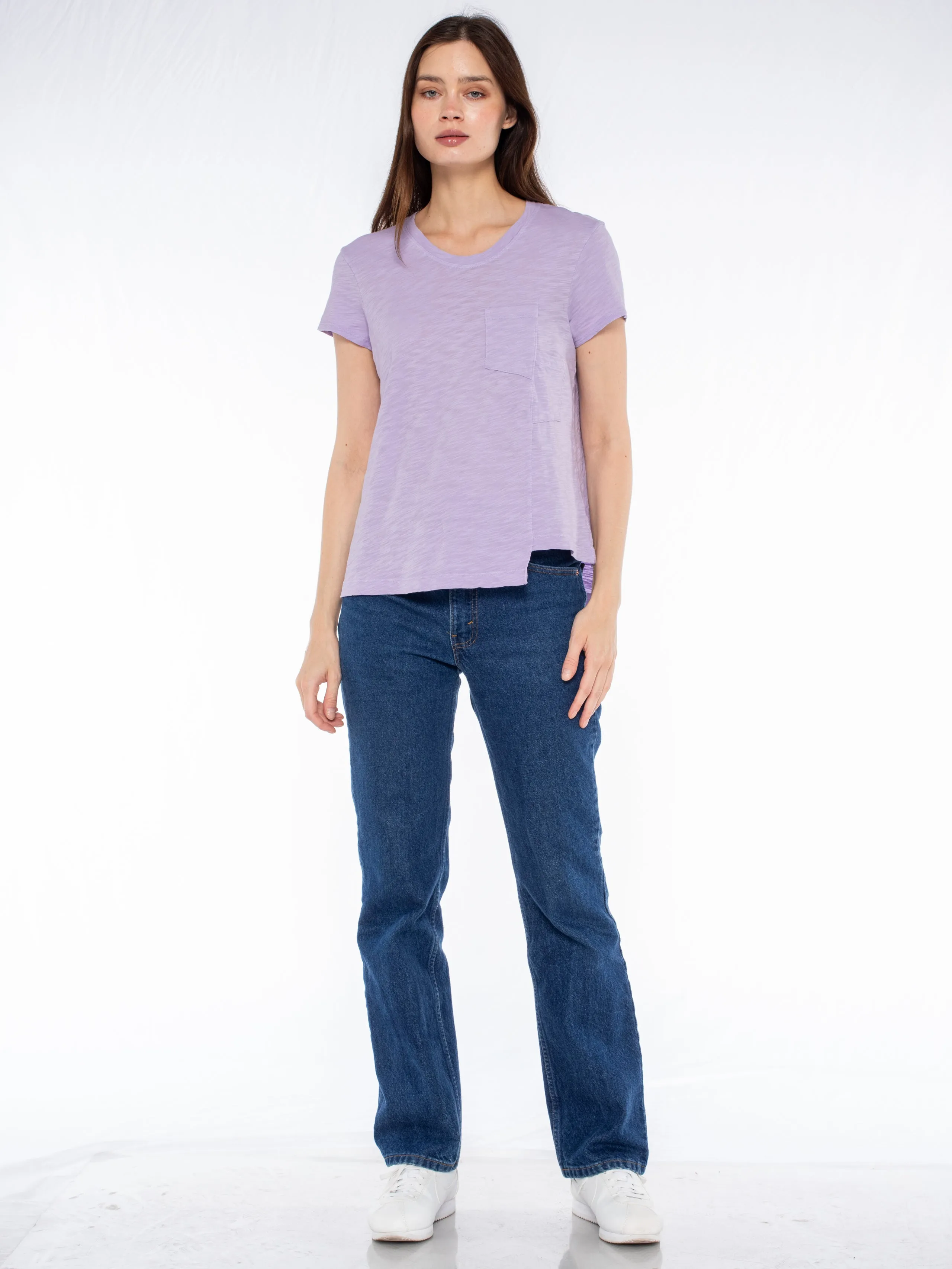 Crew Slub Tee with Shifted Pockets & Hem