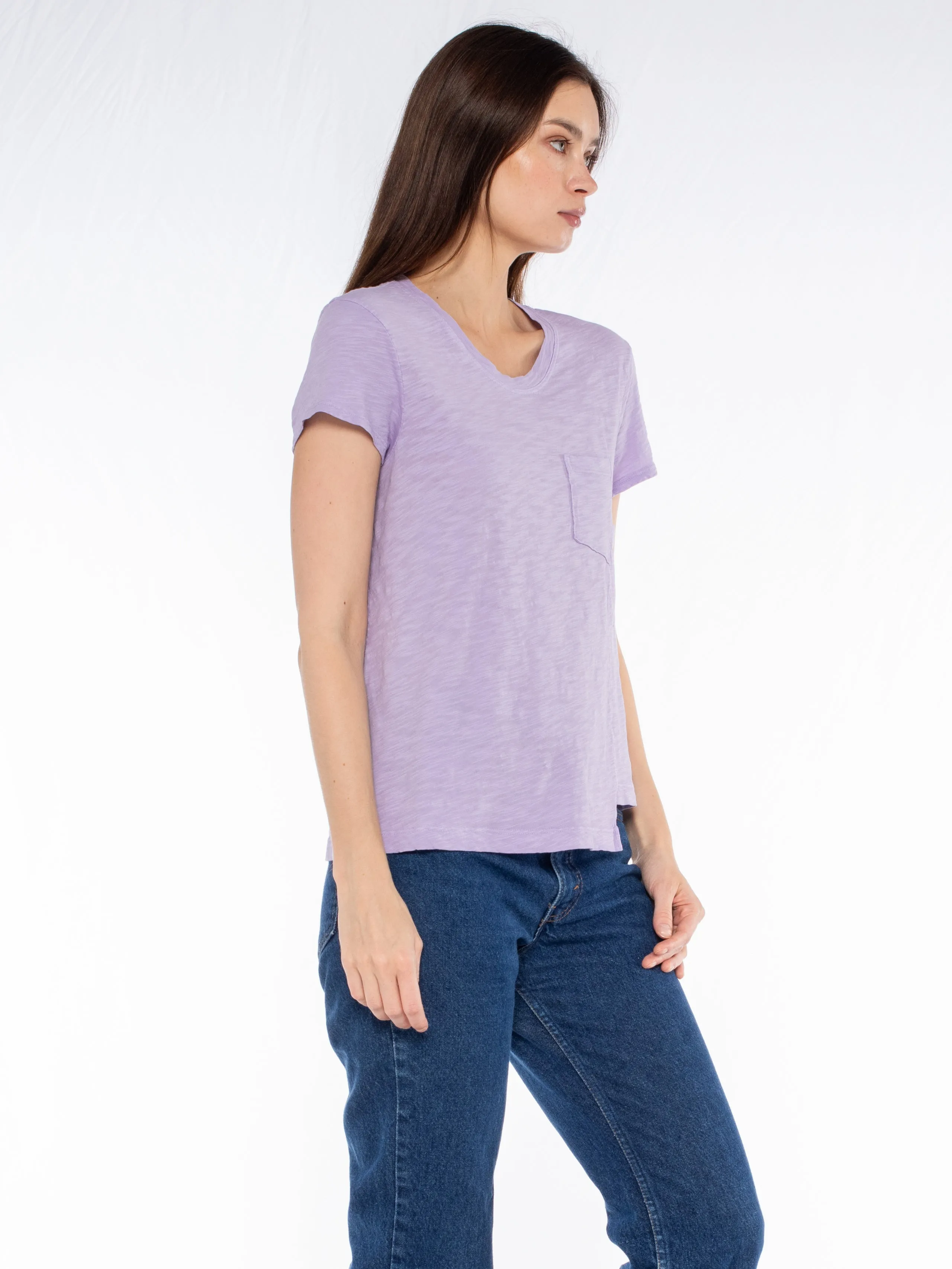 Crew Slub Tee with Shifted Pockets & Hem