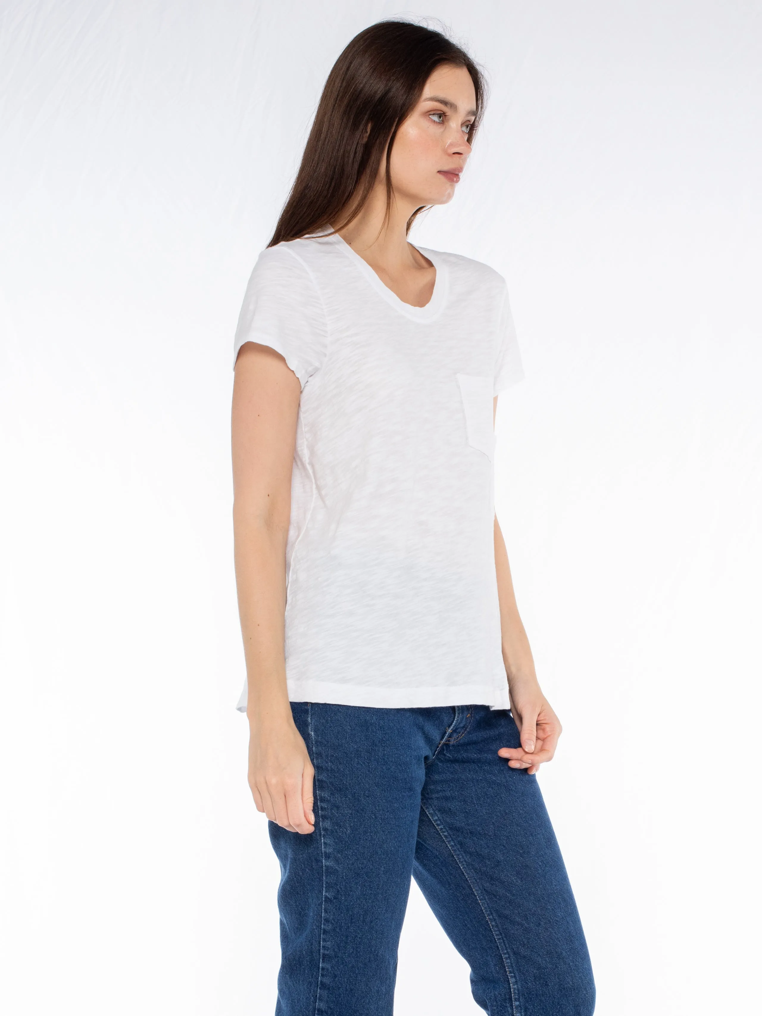 Crew Slub Tee with Shifted Pockets & Hem