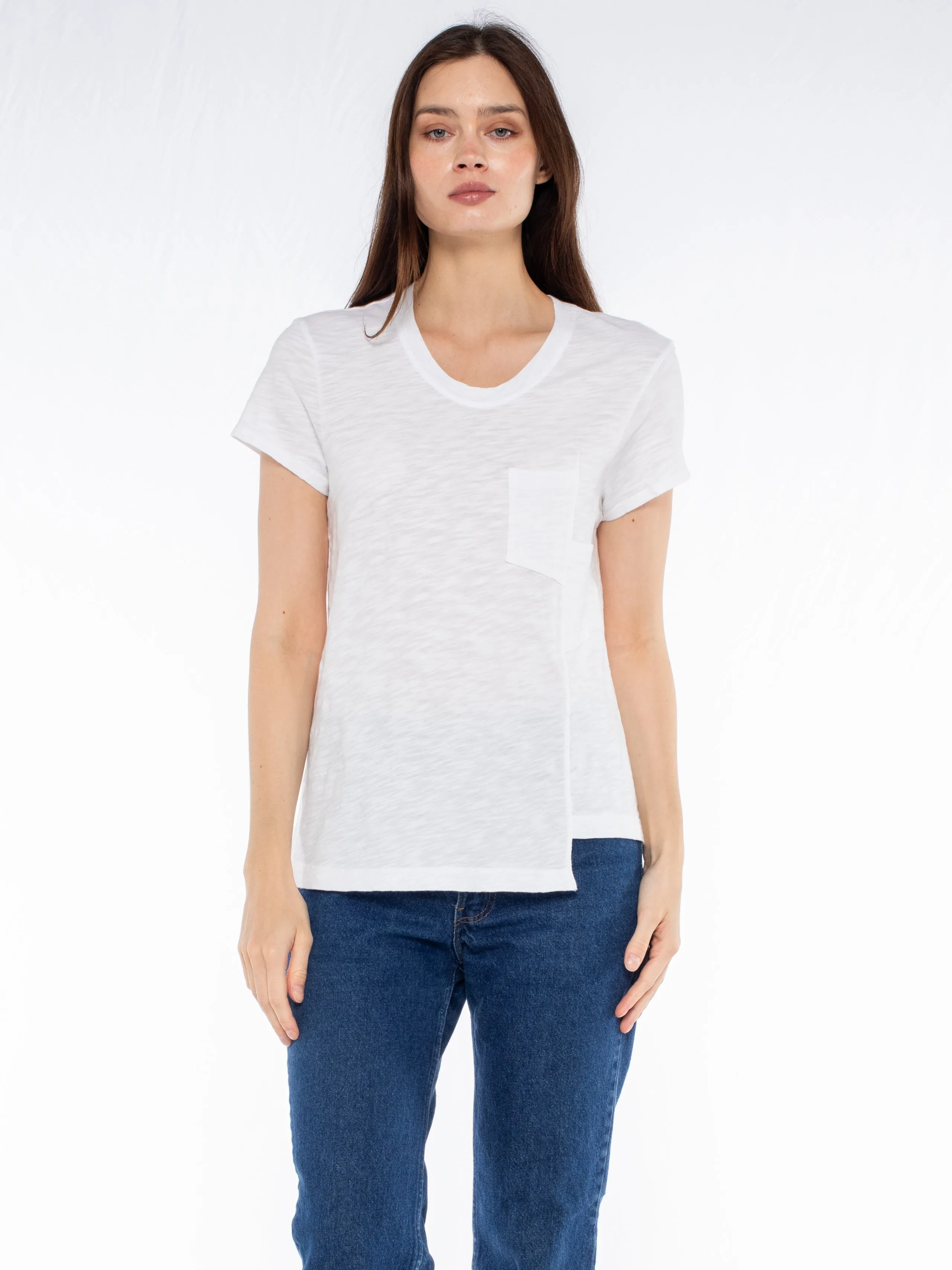 Crew Slub Tee with Shifted Pockets & Hem