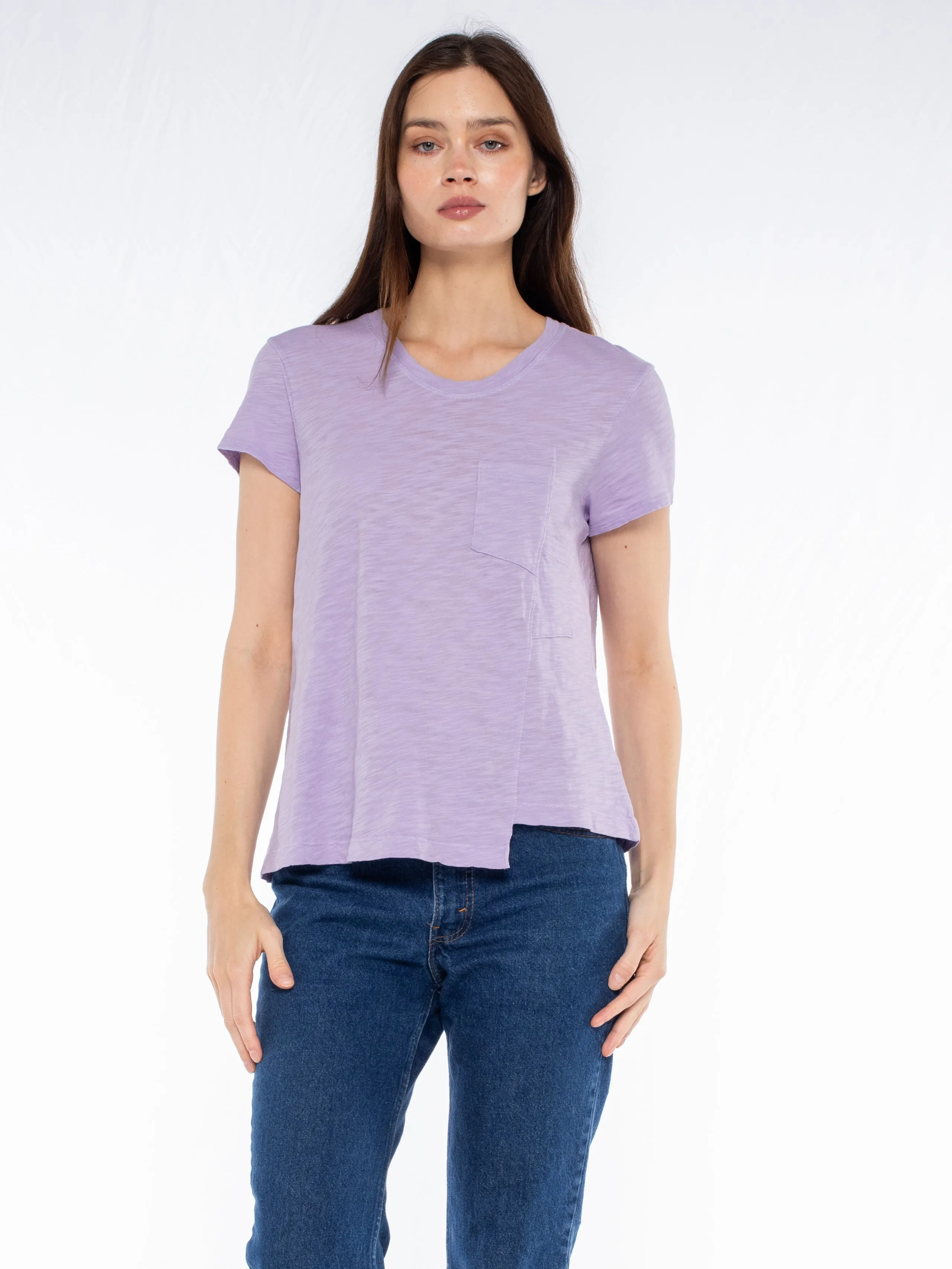 Crew Slub Tee with Shifted Pockets & Hem