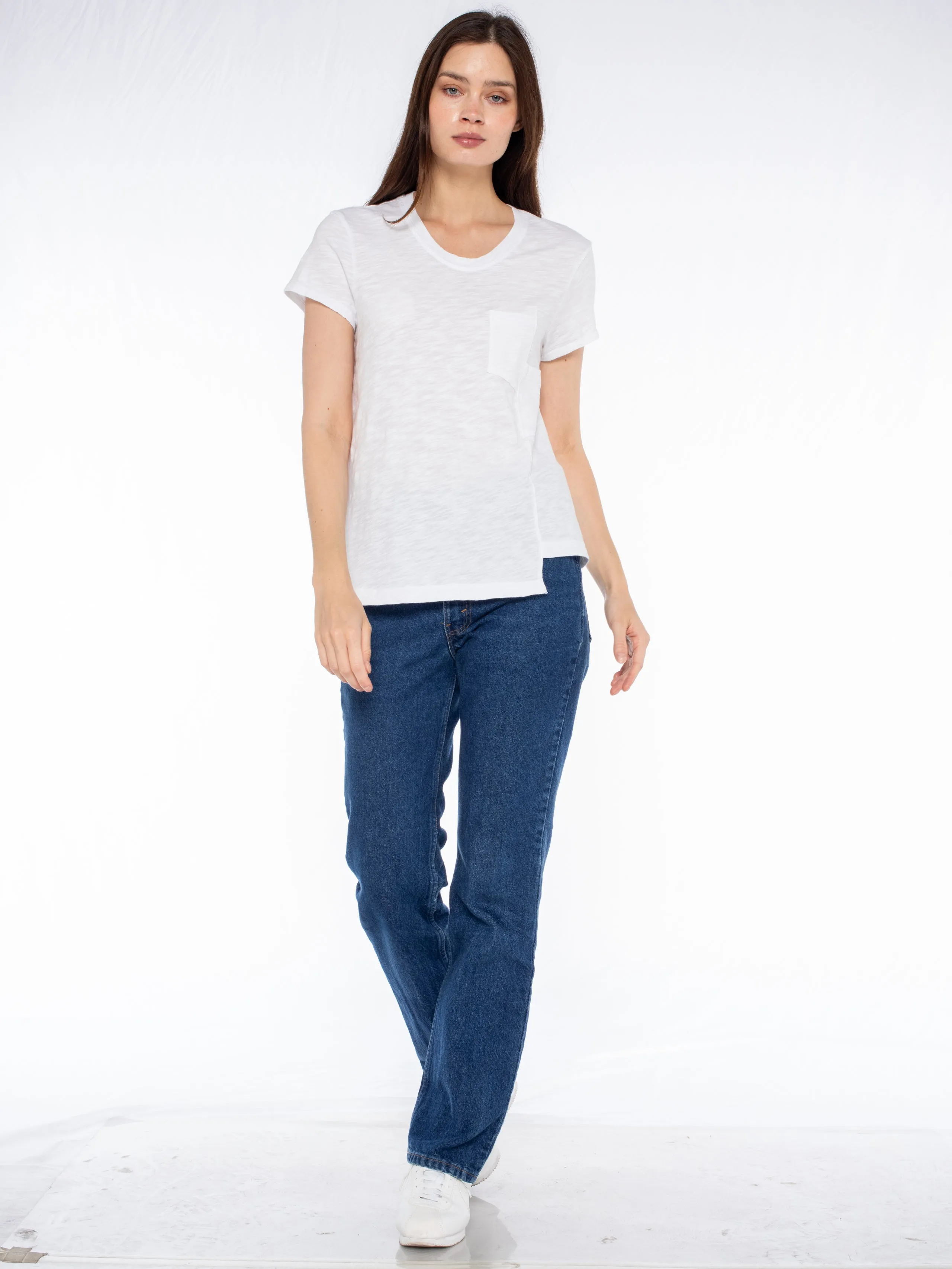 Crew Slub Tee with Shifted Pockets & Hem