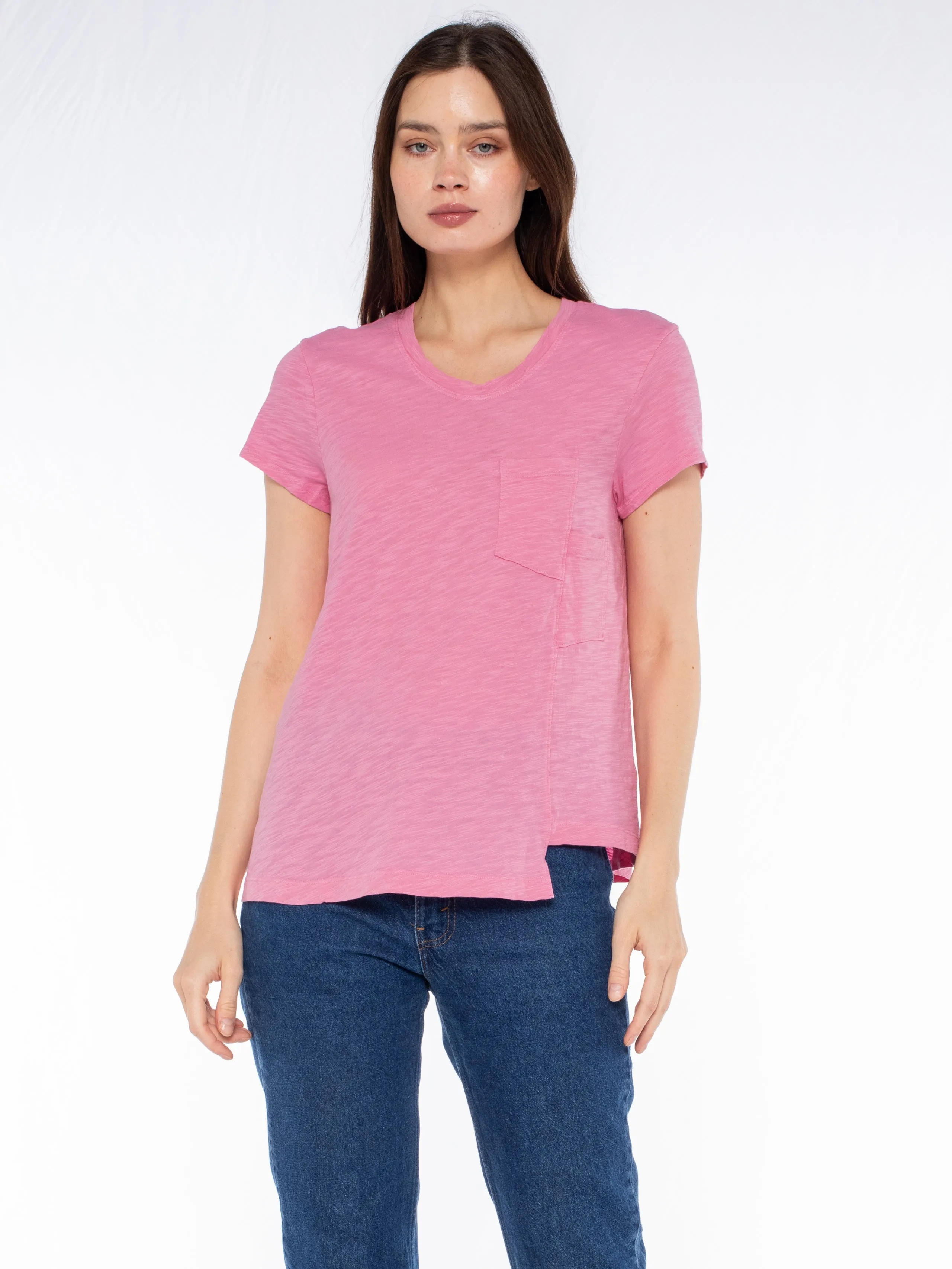 Crew Slub Tee with Shifted Pockets & Hem