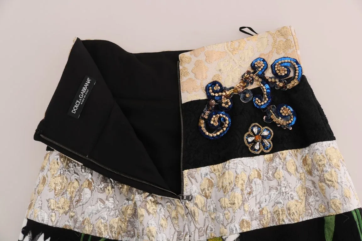 Crystal Carretto Black Gold Lace Skirt