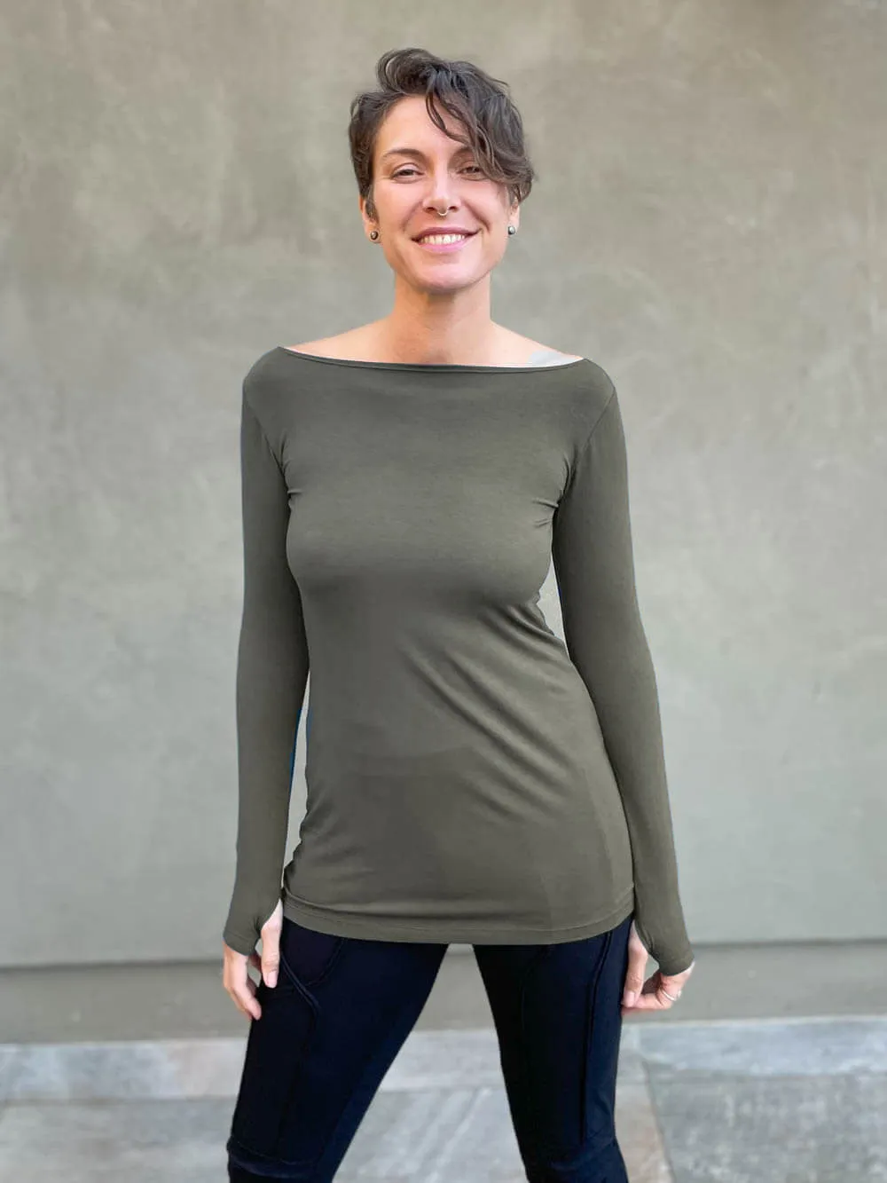 CU Boat Neck Long Sleeve Top