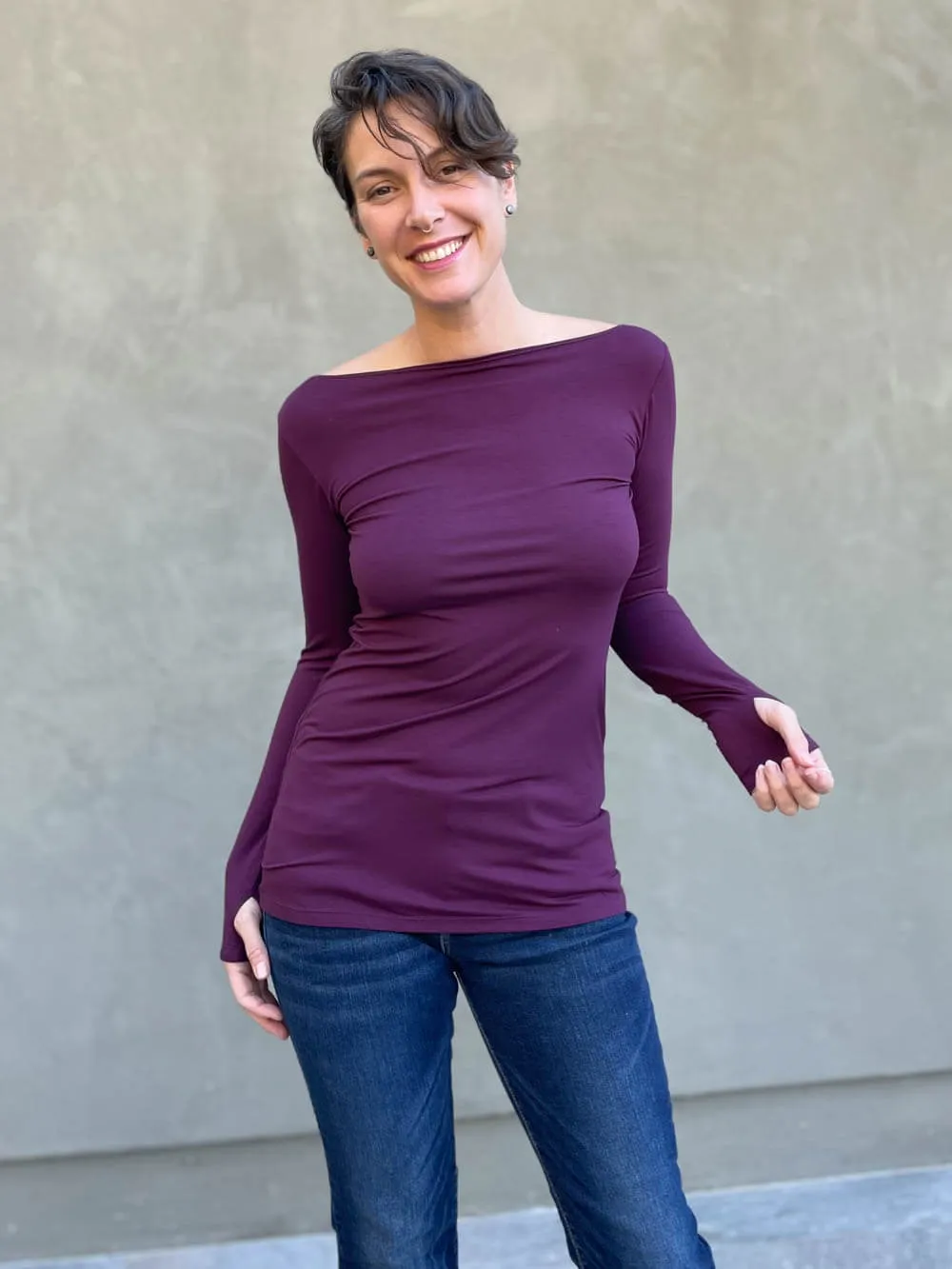 CU Boat Neck Long Sleeve Top