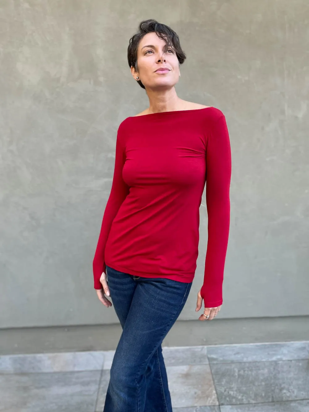 CU Boat Neck Long Sleeve Top