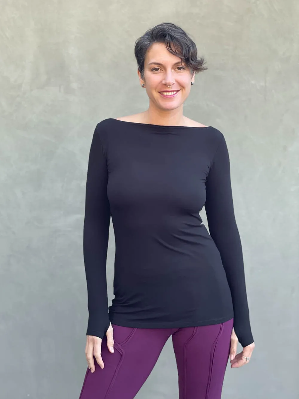 CU Boat Neck Long Sleeve Top