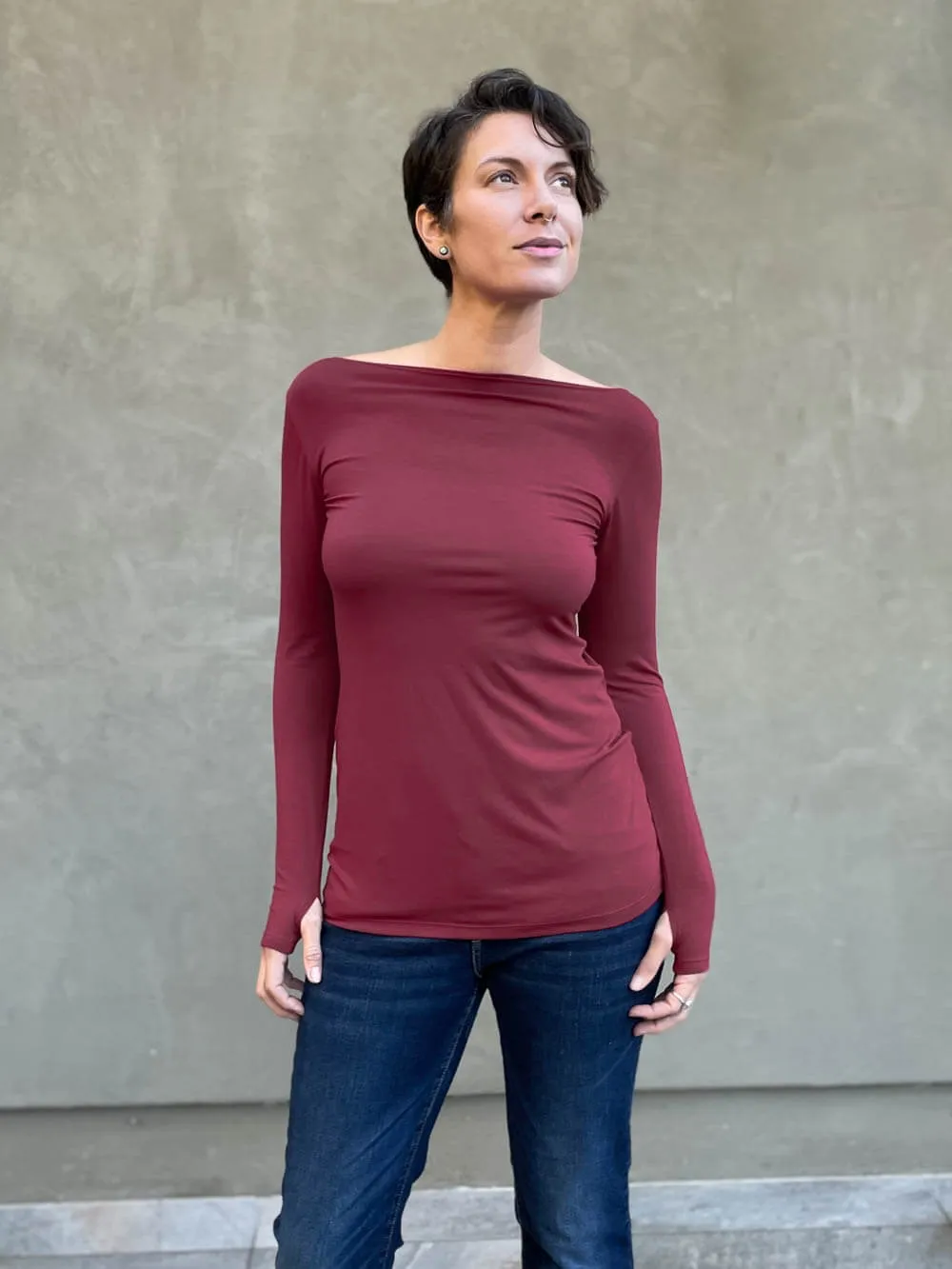 CU Boat Neck Long Sleeve Top